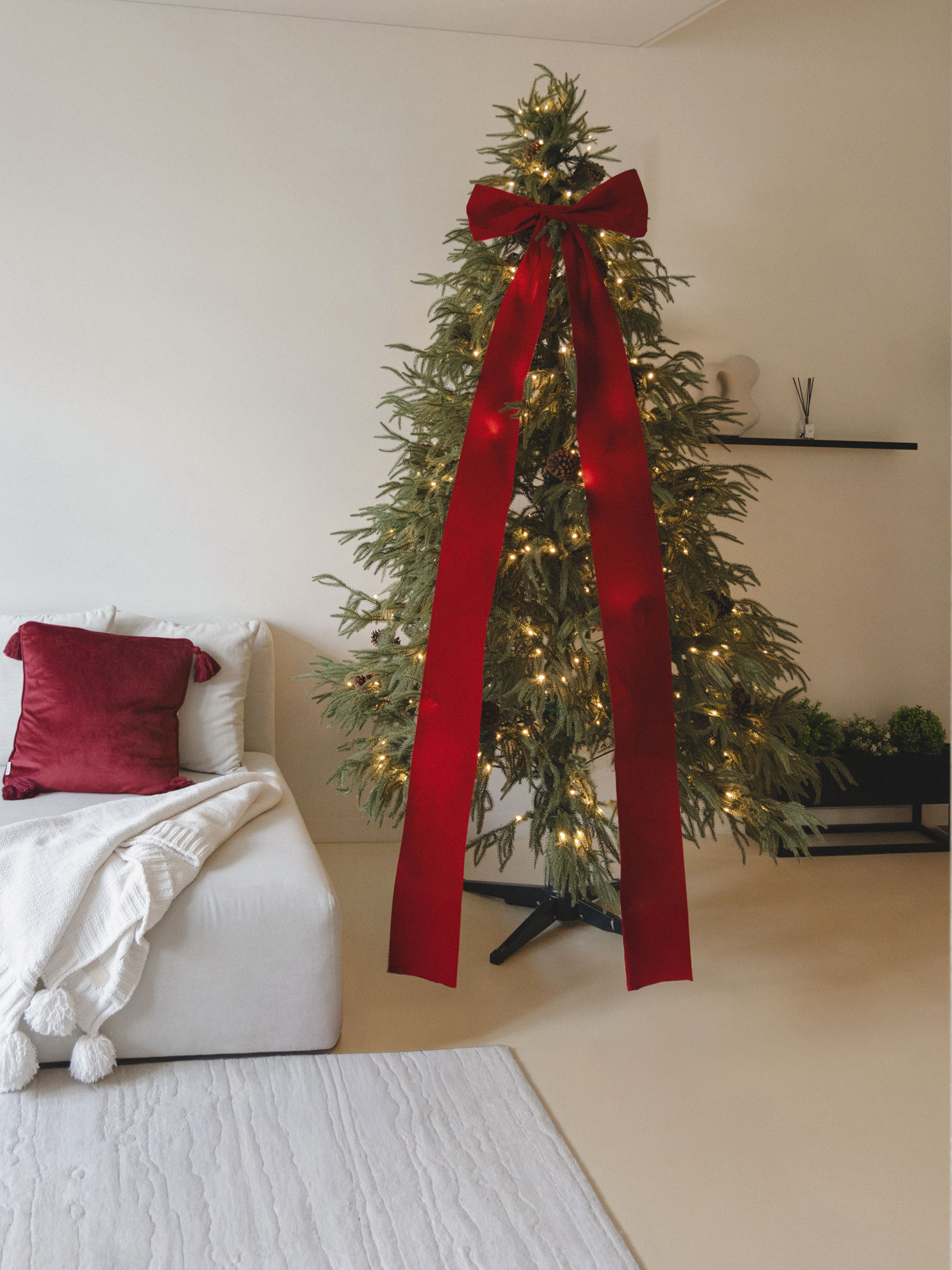 Украшение декоративное, 55x200 см, полиэстер, красное, Бант, Bow velvet, image-5