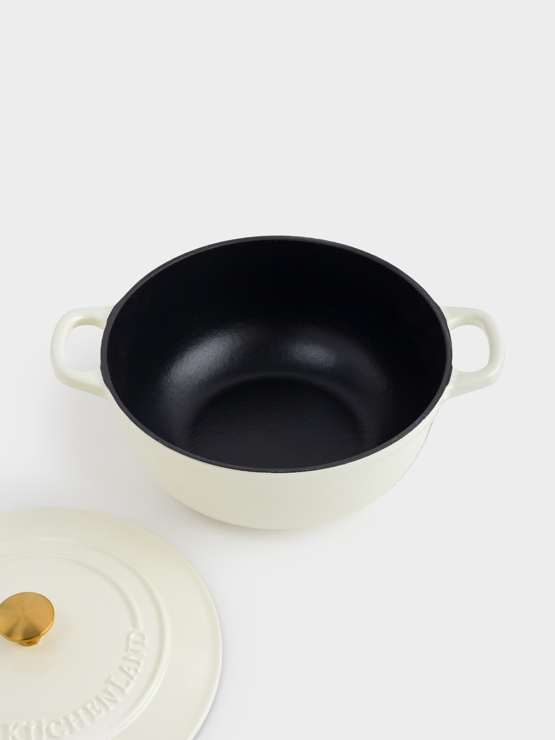 Казан, 25 см, 3,5 л, с крышкой, чугун, молочный, Light kitchen, image-4