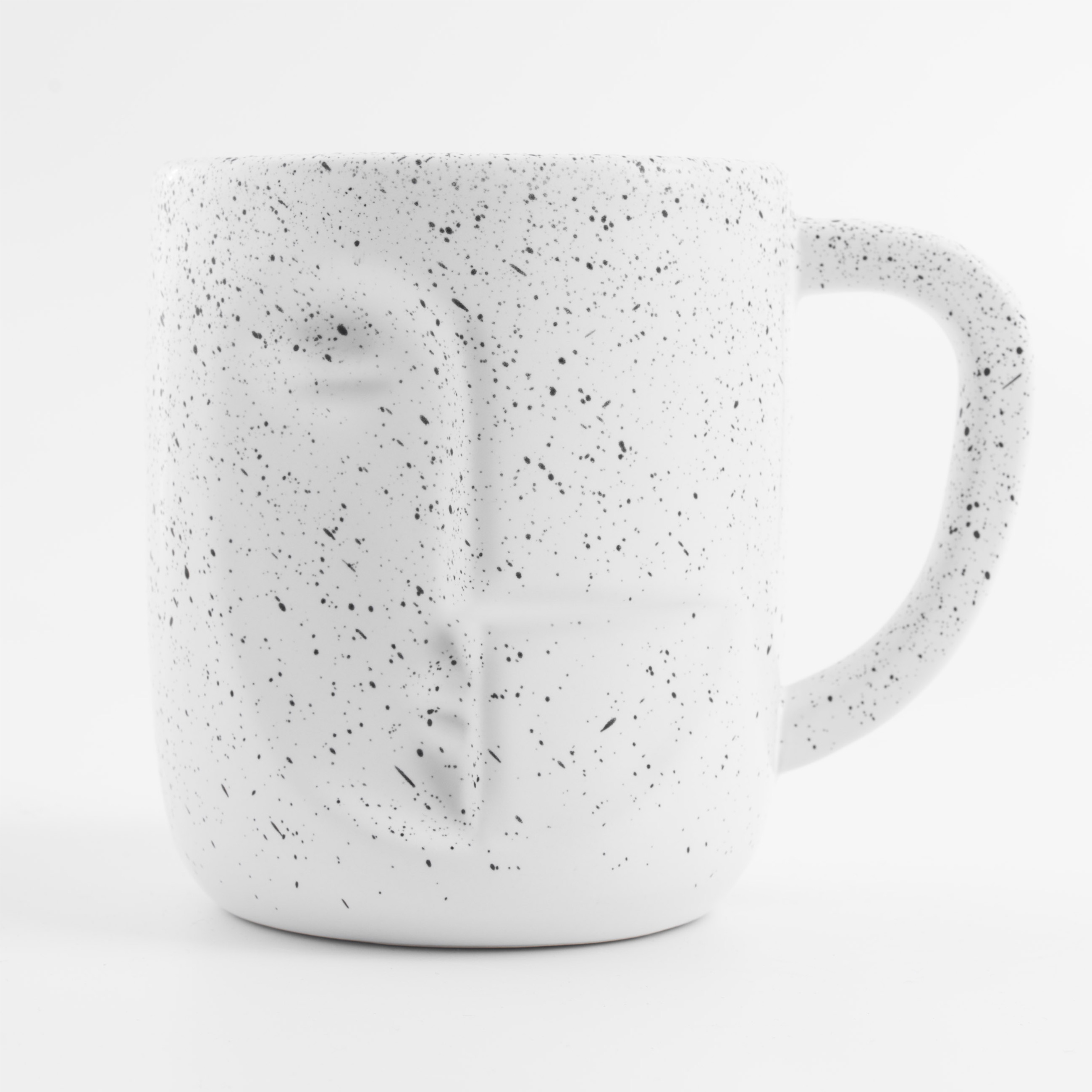 Кружка, 420 мл, керамика, белая, в крапинку, Лицо, Face speckled, image-1