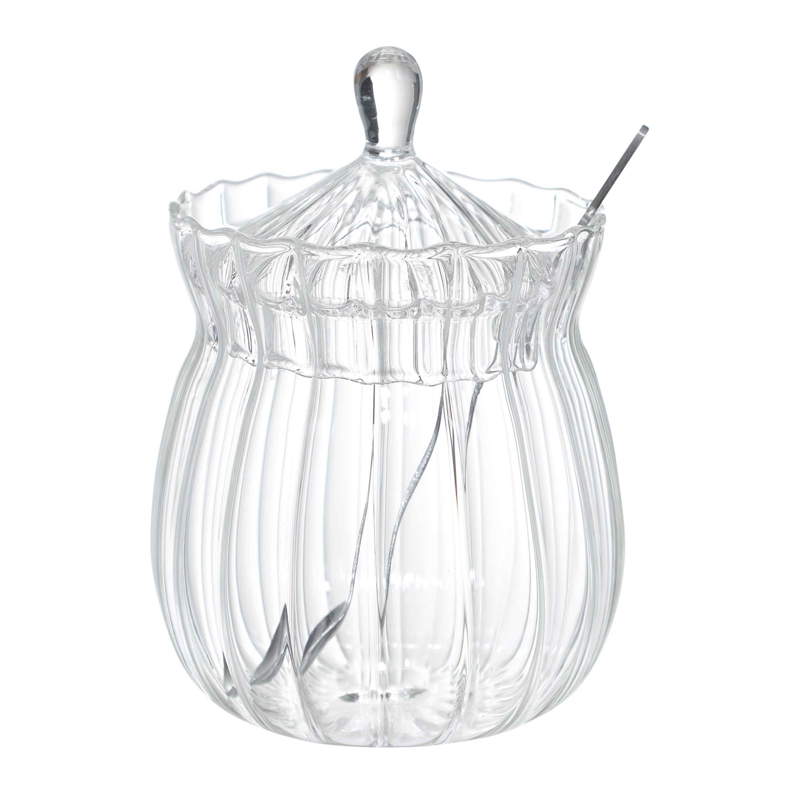 Сахарница 12 см 350 мл с ложкой стекло Рсталь Camellia 1490₽