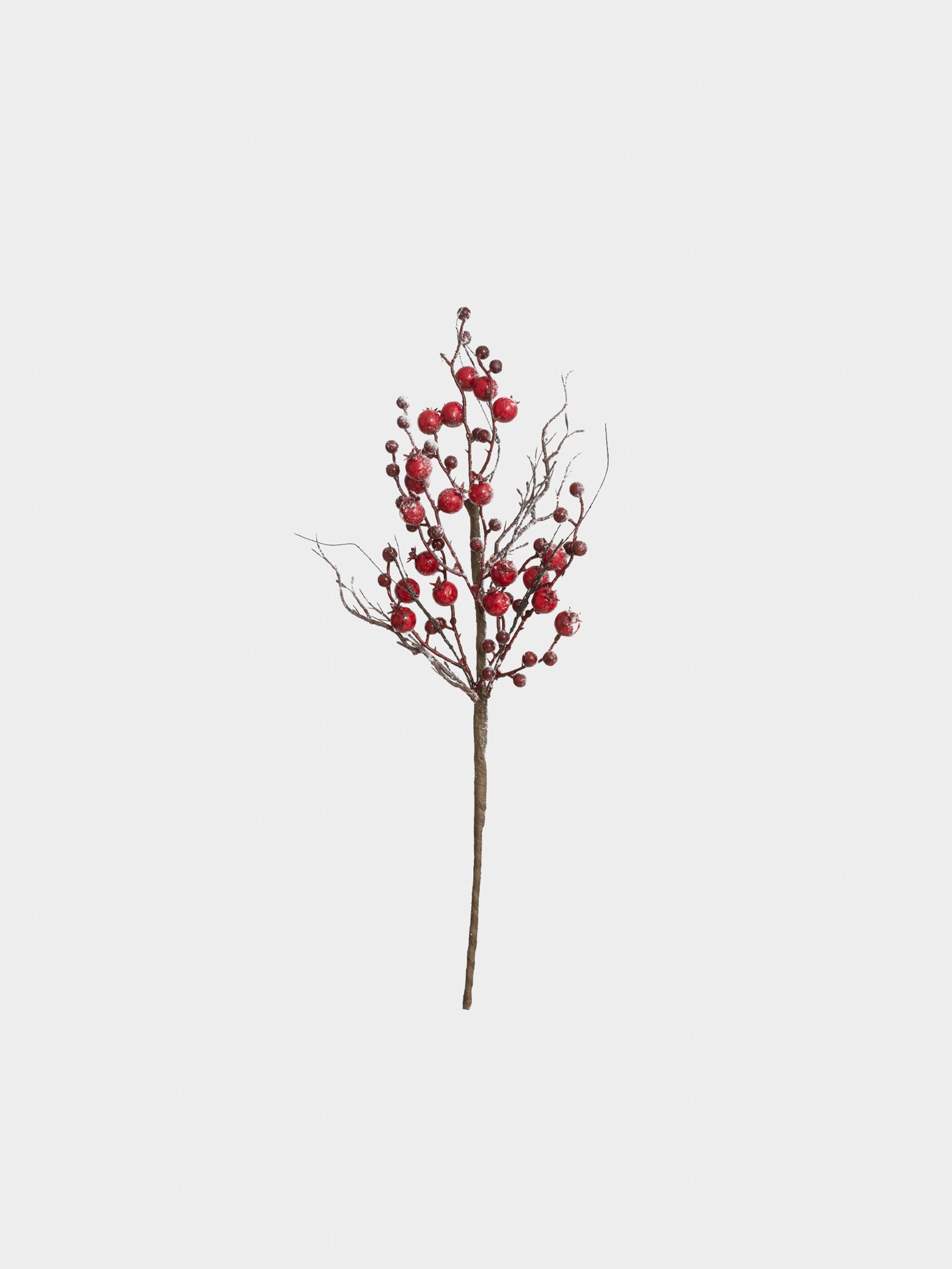 Ветка декоративная, 56 см, Красные ягоды в снегу, Red berry