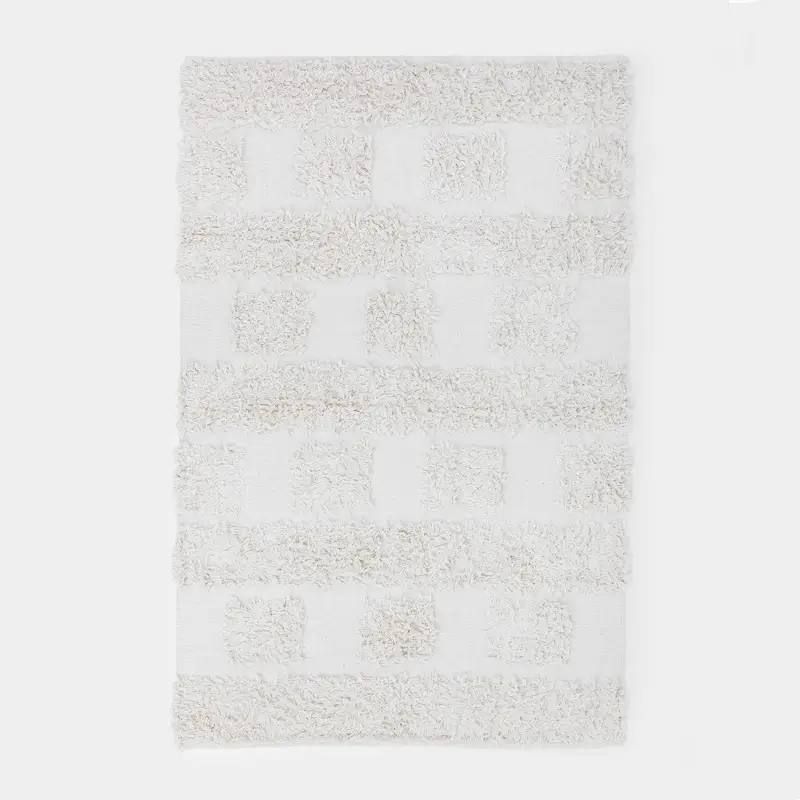 Ковер, 120х180 см, с ворсом, хлопок, экрю, Cage pattern ,image-0