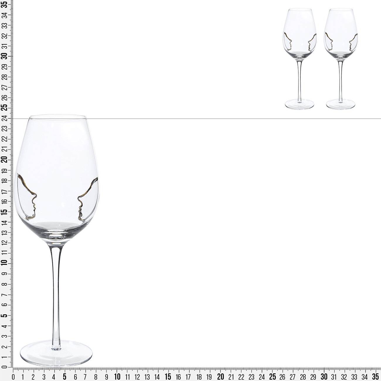 Бокал для вина, 430 мл, 2 шт, стекло, Золотистые лица, Face gold изображение № 3