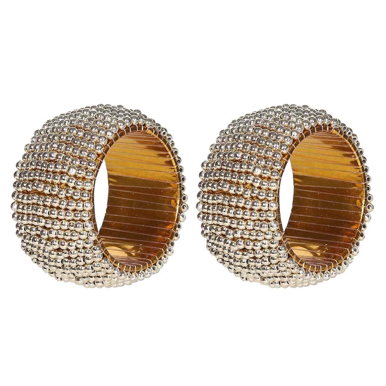Кольцо для салфеток, 5 см, 2 шт, бисер, круглое, золотистое, Shiny beads творческое позолоченное имитационное инкрустированное круглое обручальное обручальное кольцо из аметиста