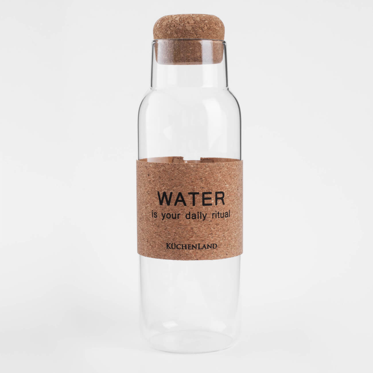 Бутылка для напитков, 1,25 л, с зарфом, стекло Б/пробка, Clear font бутылка для воды avo yoga 1600 мл