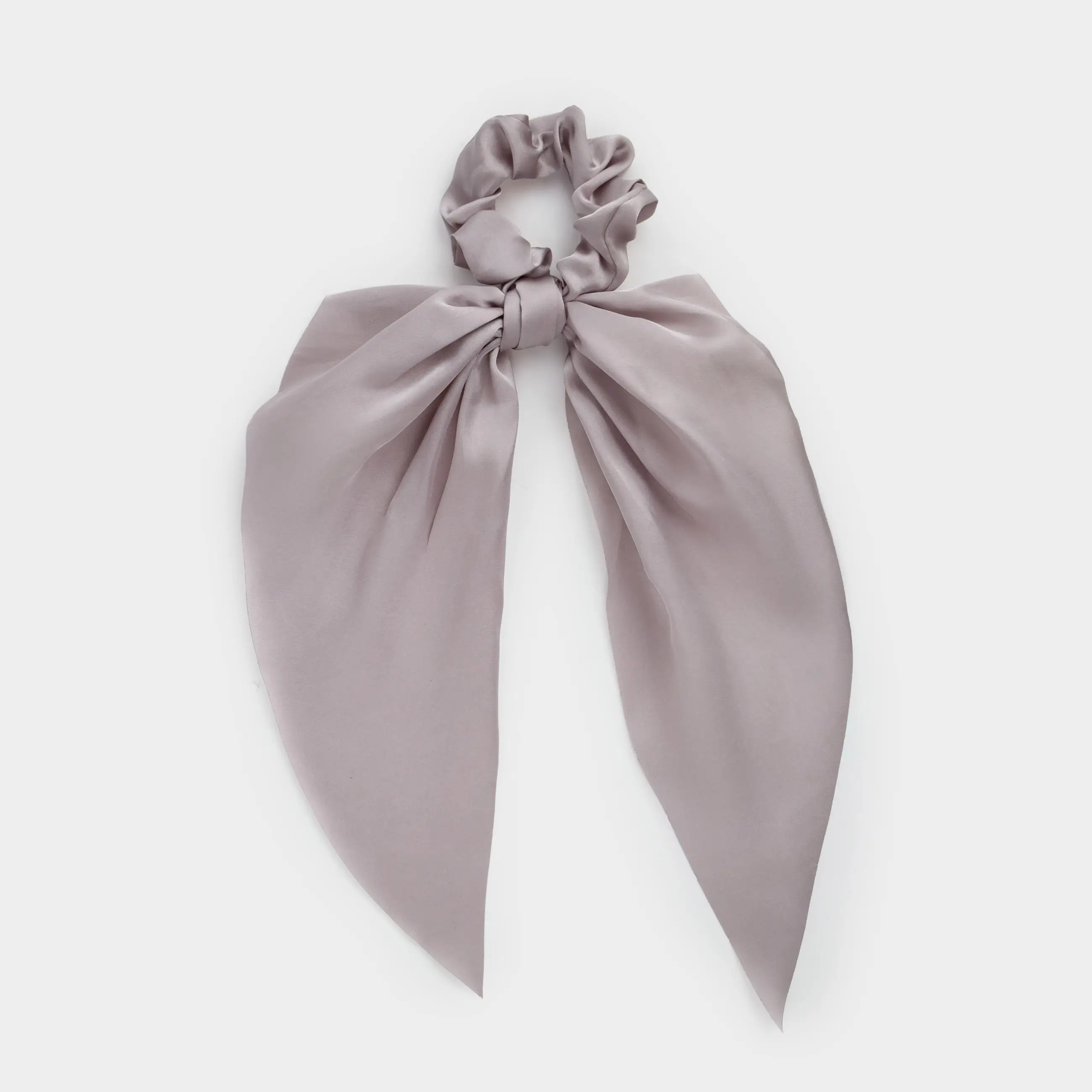 Резинка для волос, 25 см, с лентой, сатин, серая, Silk