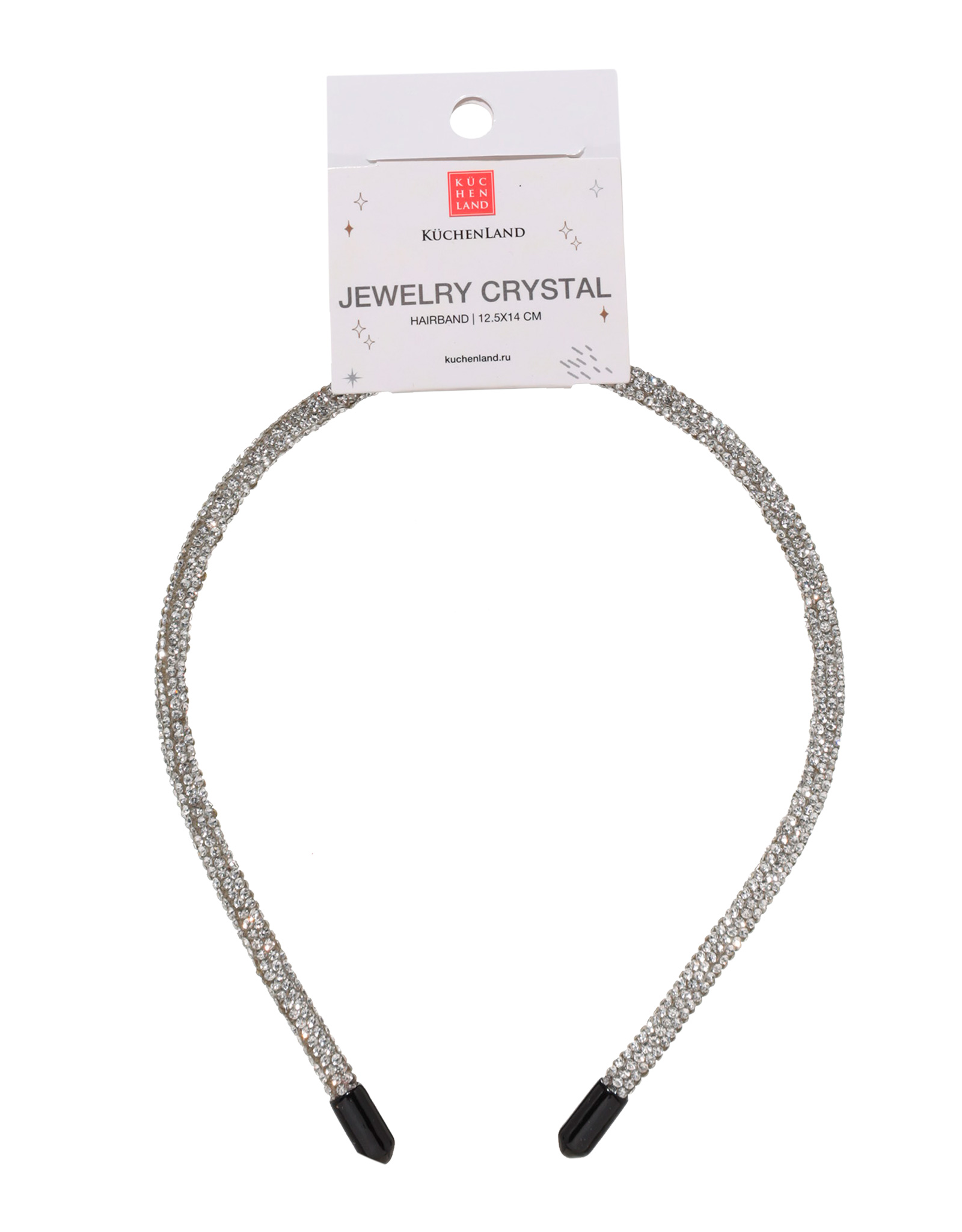 Ободок для волос, 12х14 см, пластик, серебристый, Кристаллы, Jewelry crystal, image-2