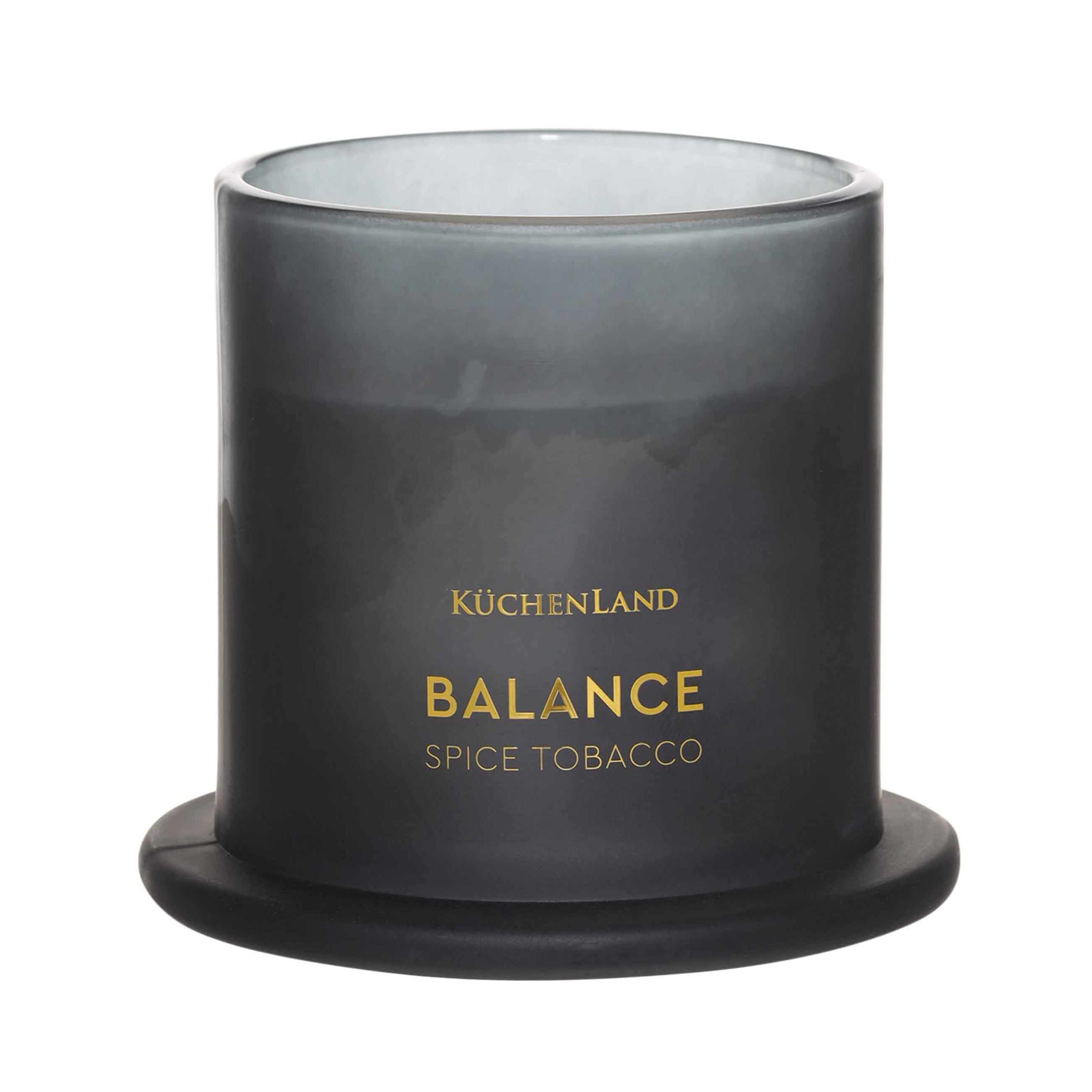 Свеча ароматическая, 12 см, в подсвечнике, под колпаком, стекло, черная, Spice Tobacco, Balance изображение № 3