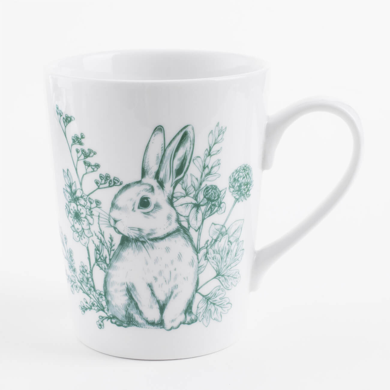 Кружка, 500 мл, керамика, бело-зеленая, Кролик в цветах, Easter blooming изображение № 1