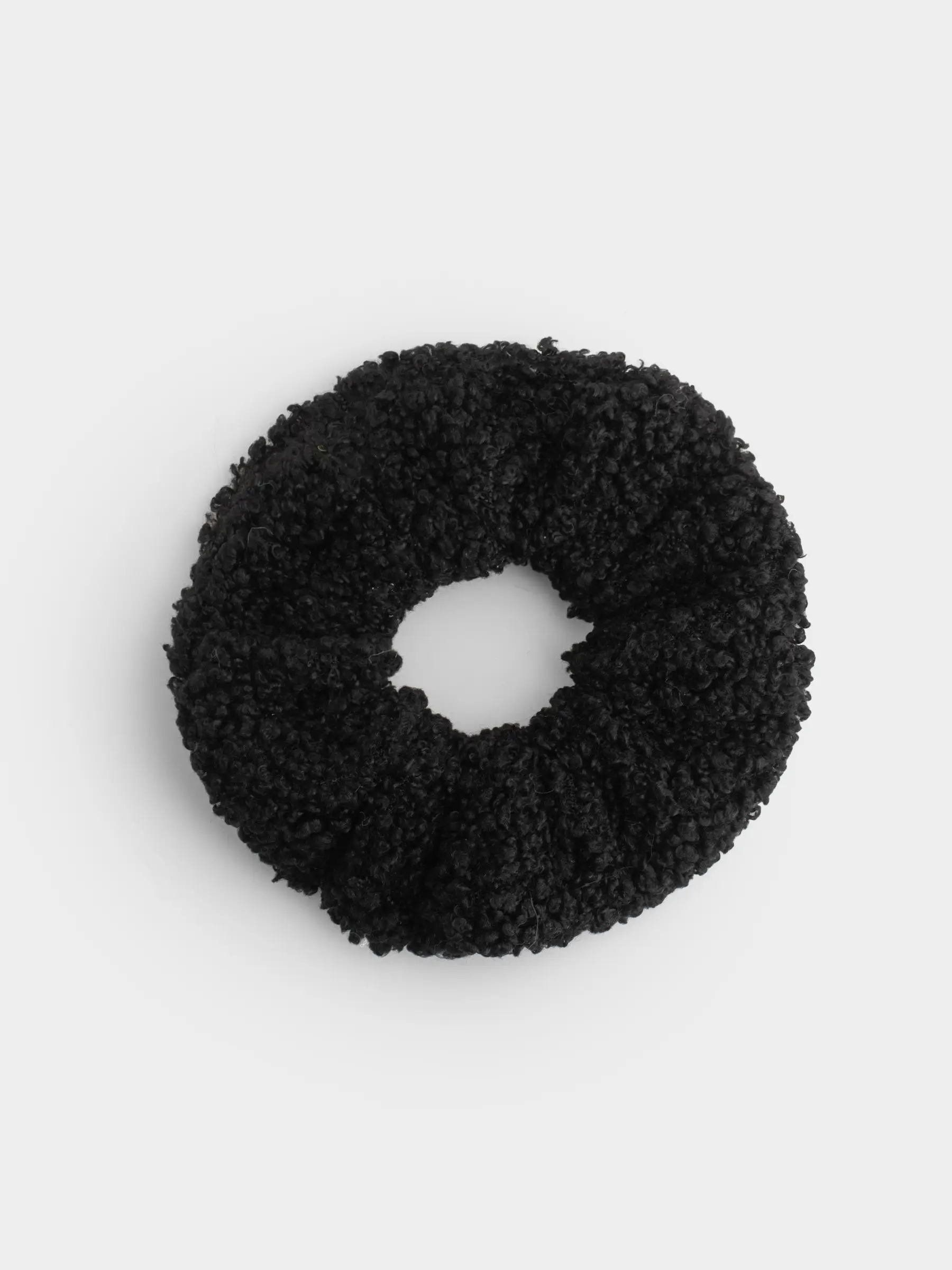 Резинка для волос, 11 см, искусственный мех, черная, Plush