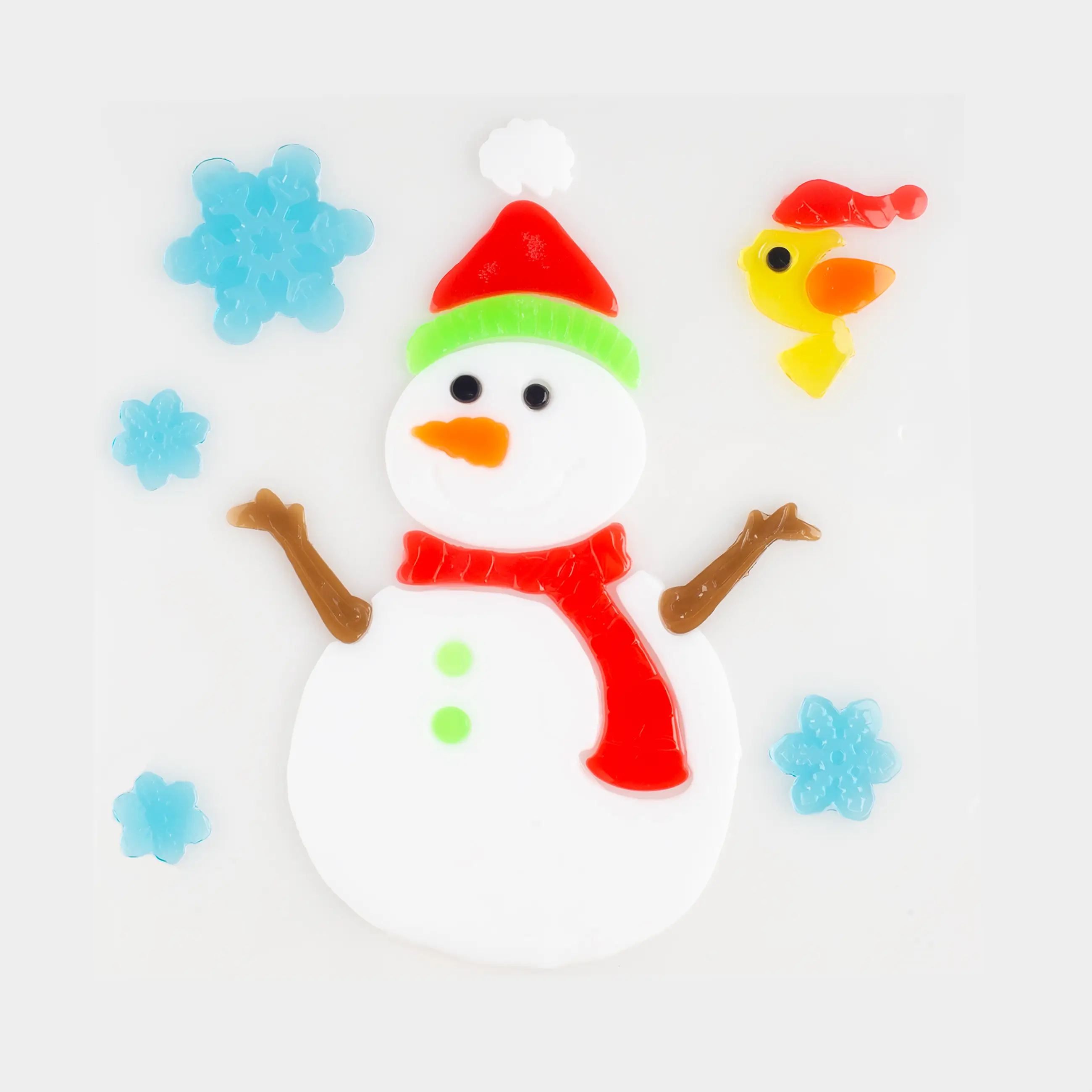 Набор наклеек, 19х19 см, многоразовые, термопластик, Снеговик, Christmas decal