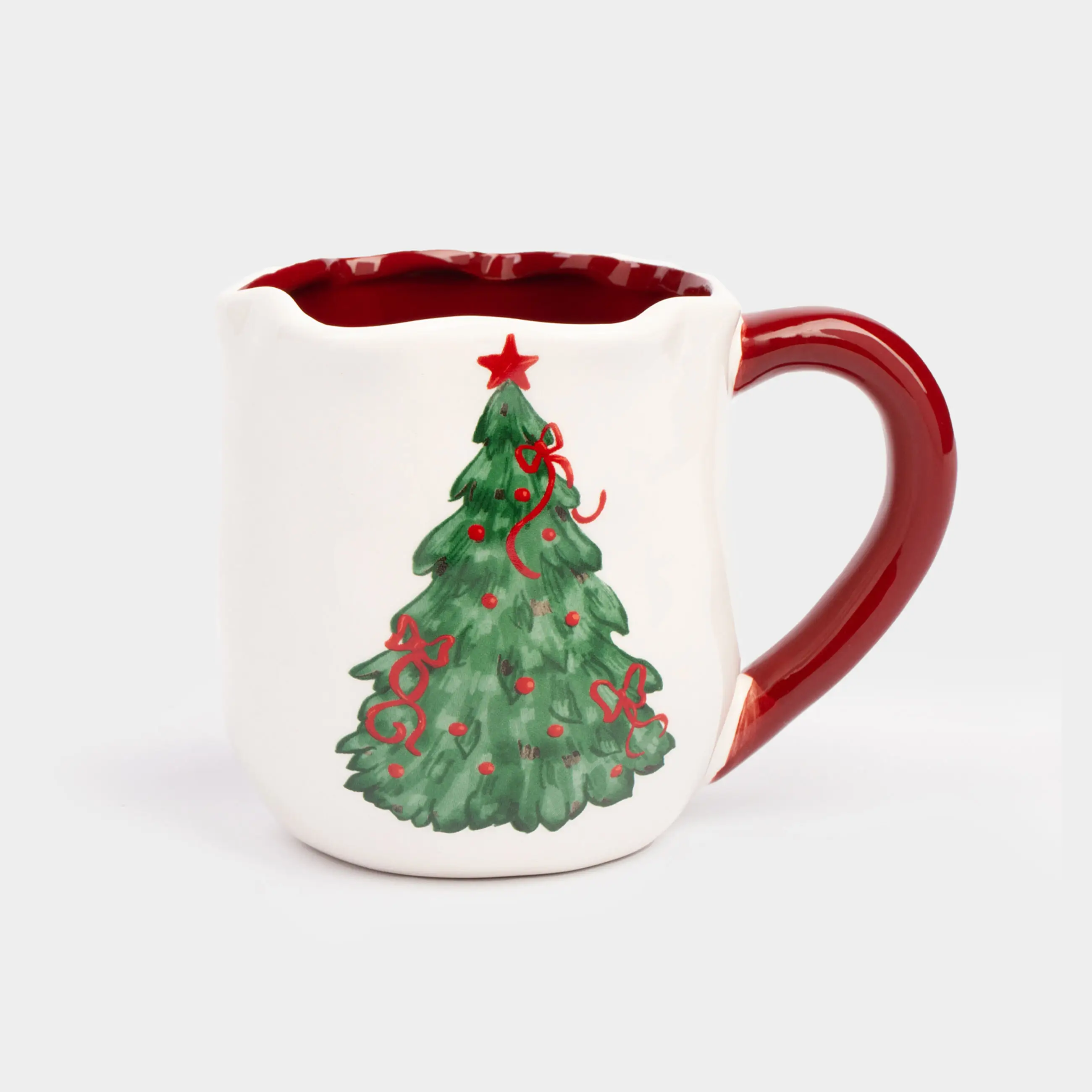 Кружка, 360 мл, керамика, Елка с бантами и лошадка, Christmas tree