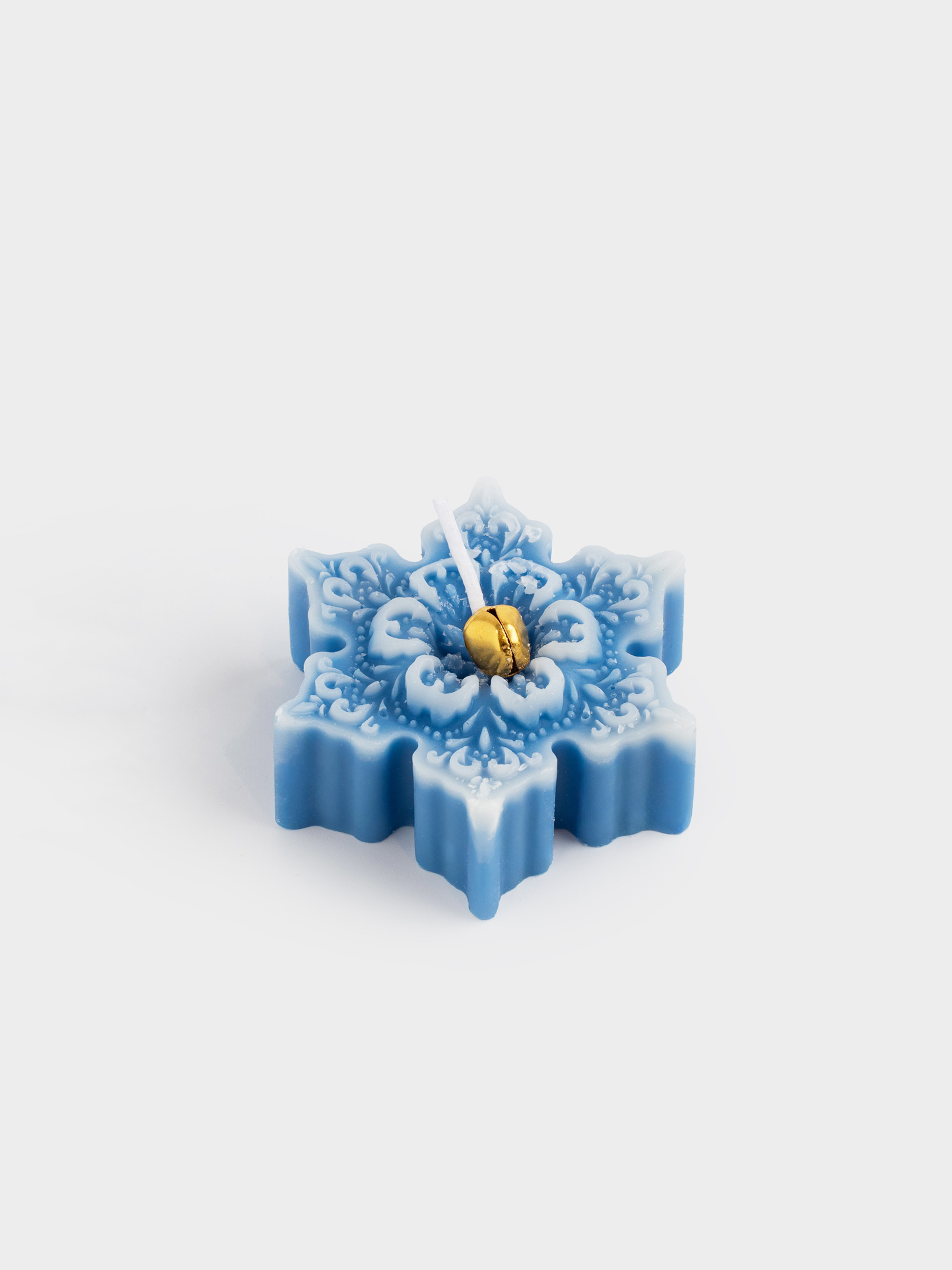 Свеча, 8 см, голубая, Снежинка, Snowfall, image-0