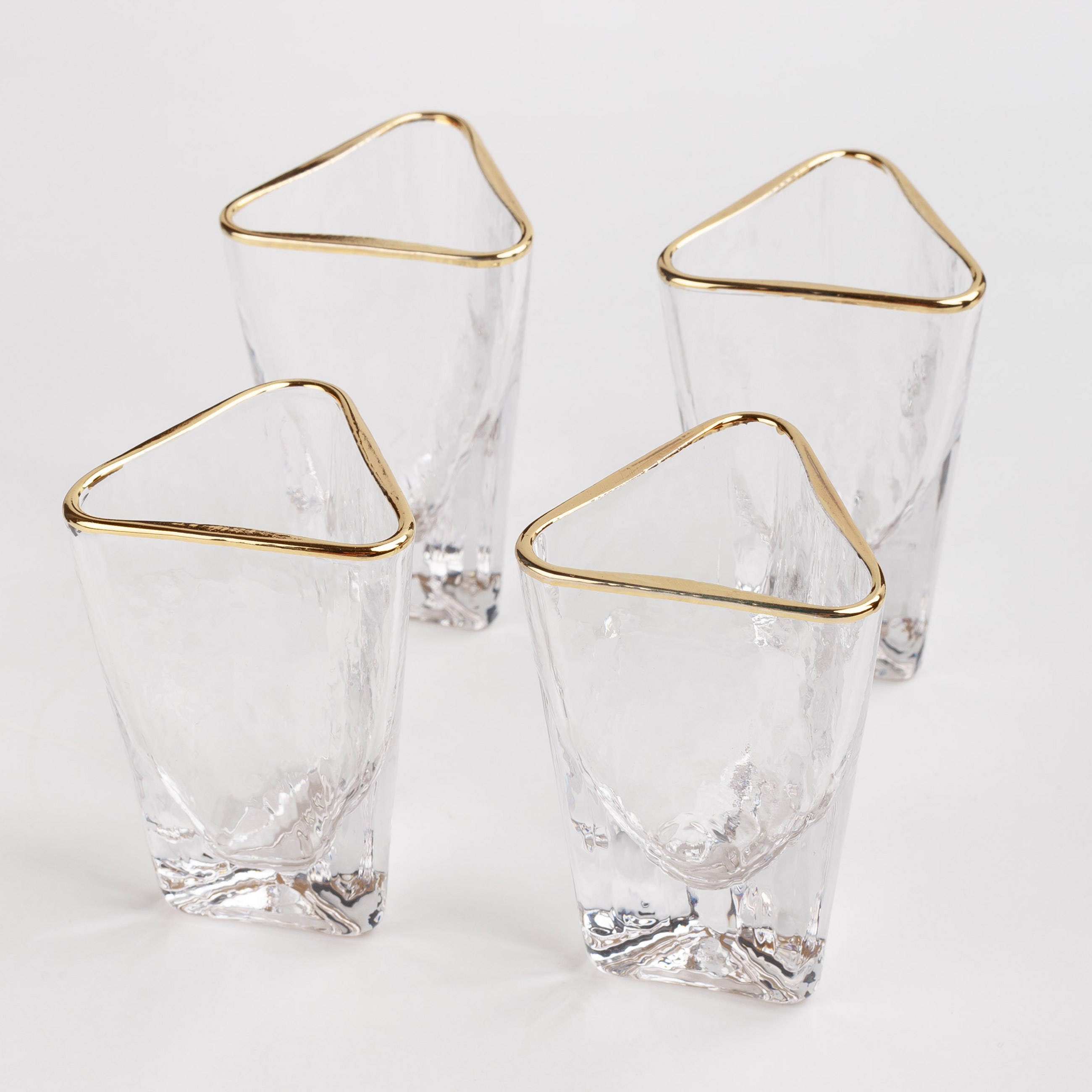 Стопка для водки, 40 мл, 4 шт, стекло, золотистый кант, Triangle Gold