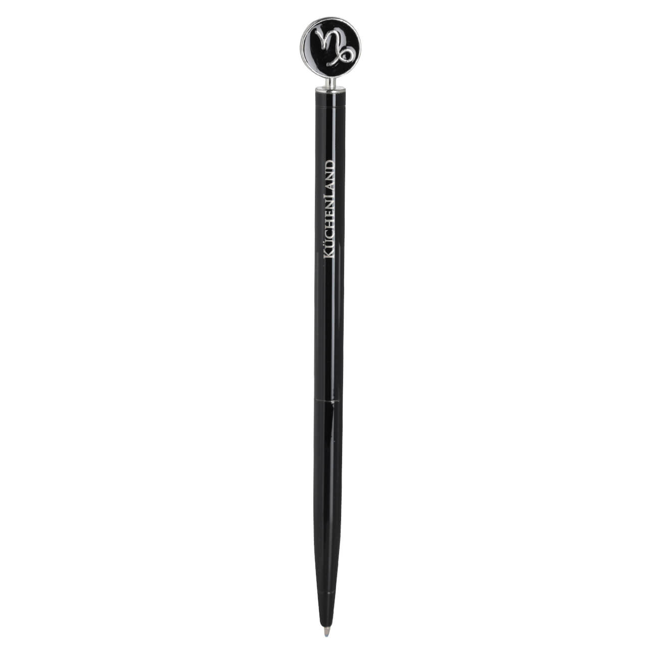 Ручка шариковая, 15 см, с фигуркой, сталь, черно-серебристая, Козерог, Zodiac