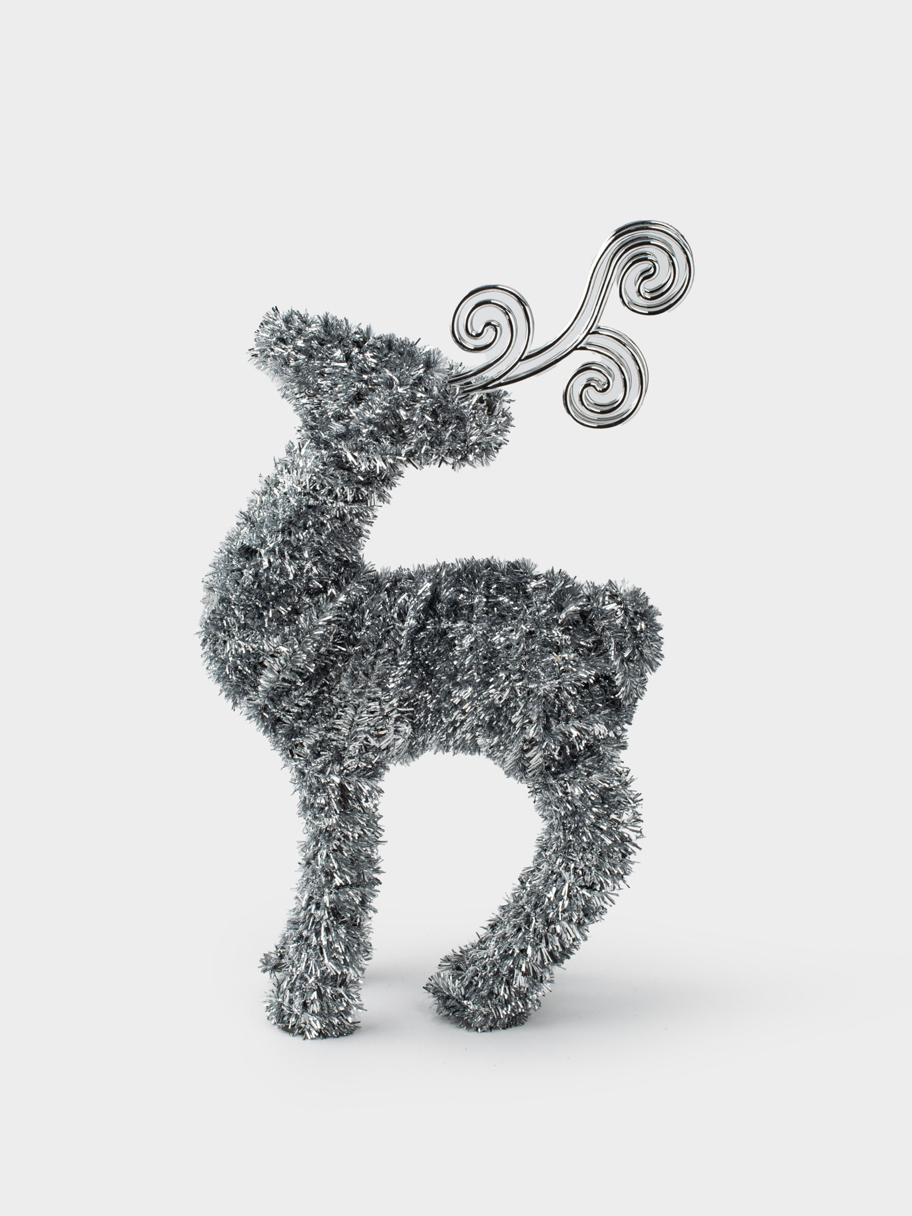 Статуэтка, 42 см, мишура/пластик, серебристая, Олень, Tinsel decor, image-1