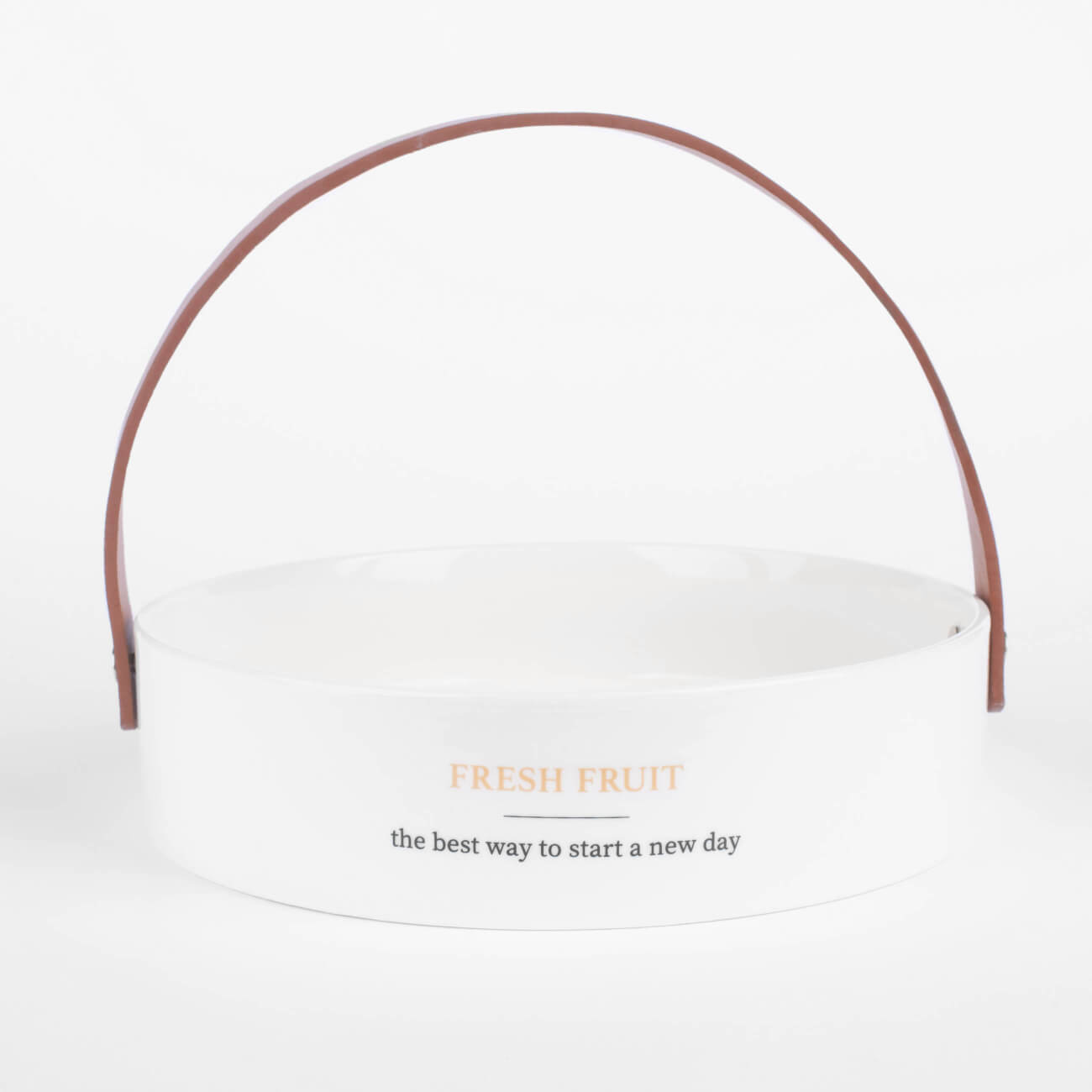 

Ваза для фруктов, 22 см, с ручкой, керамика/искусственная кожа, белая, Course