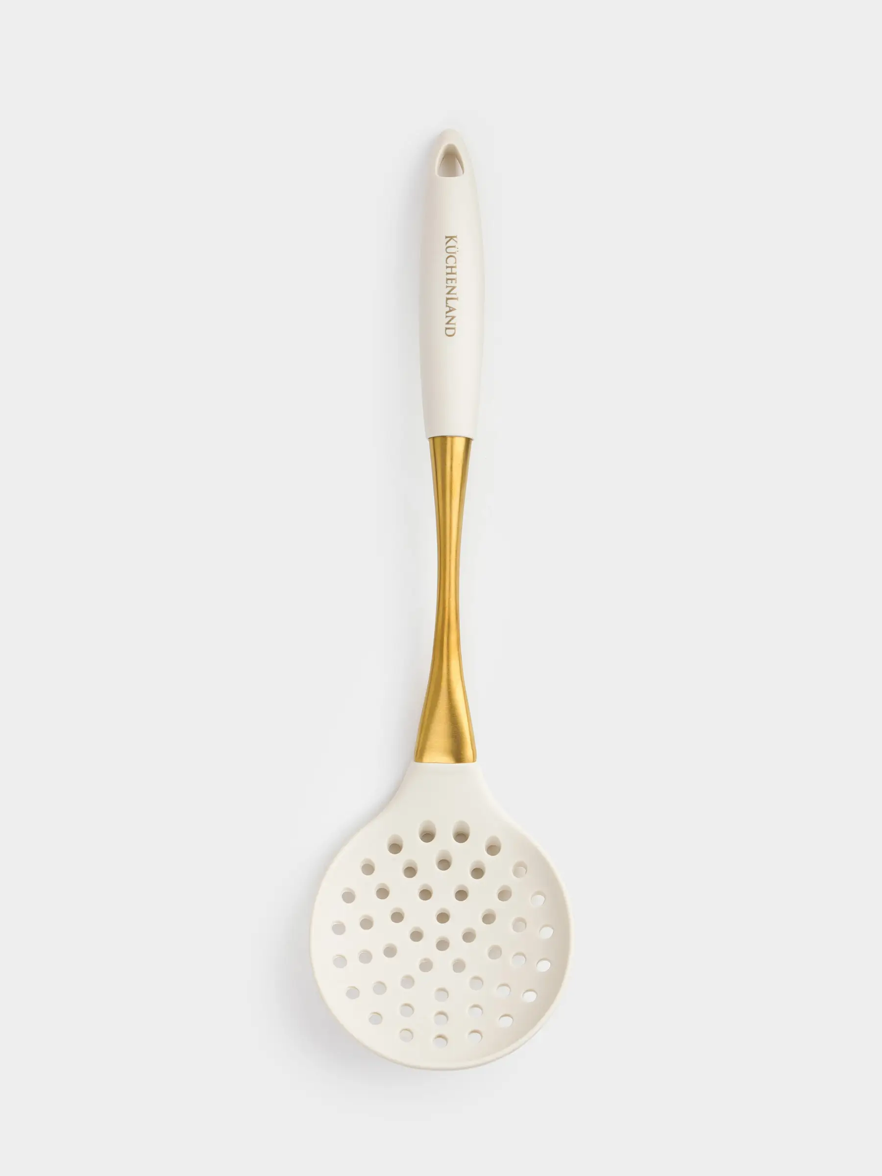 Шумовка, 36 см, силикон/сталь, молочно-золотистая, Pintino