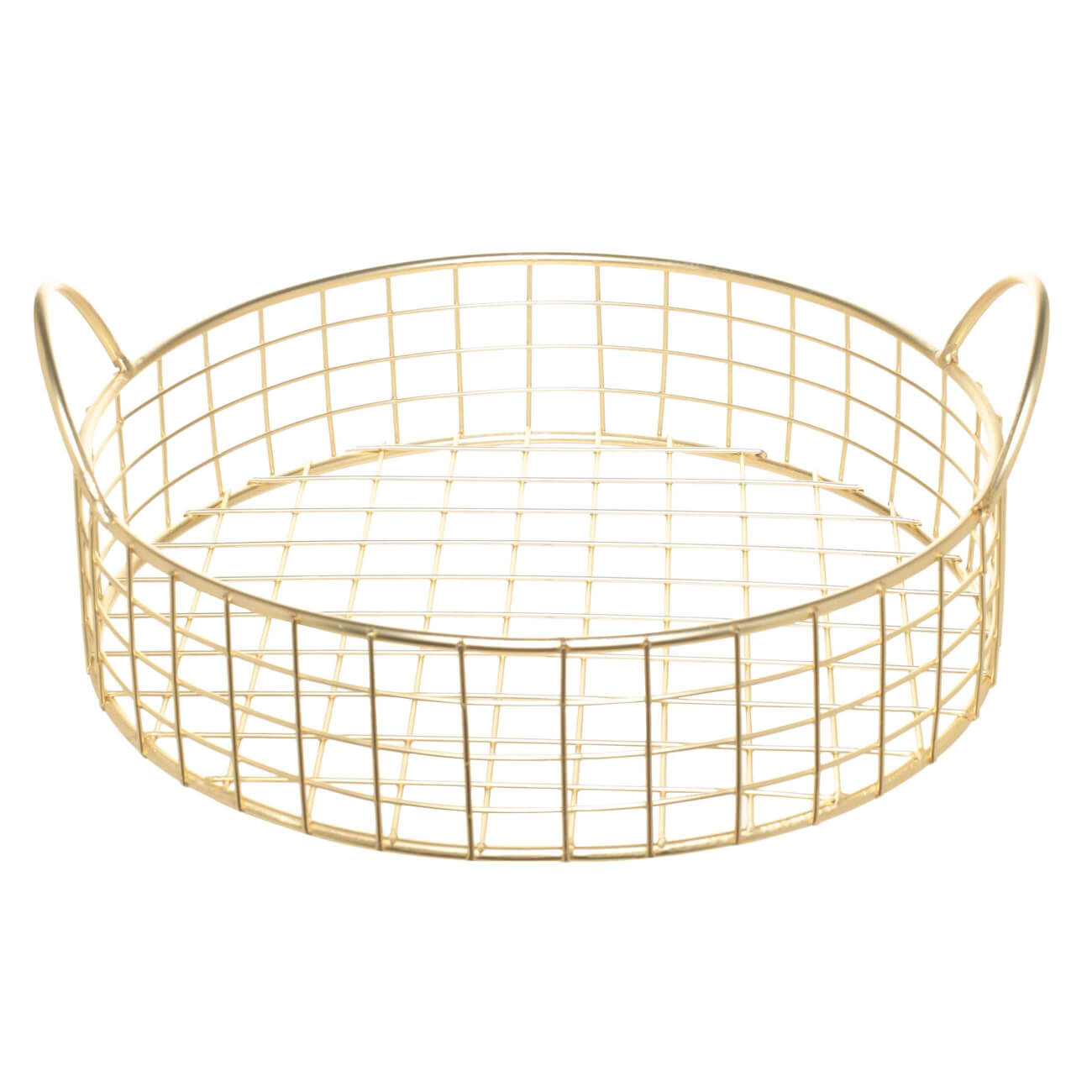 

Поднос, 30 см, с ручками, металл, круглый, золотистый, Twist gold