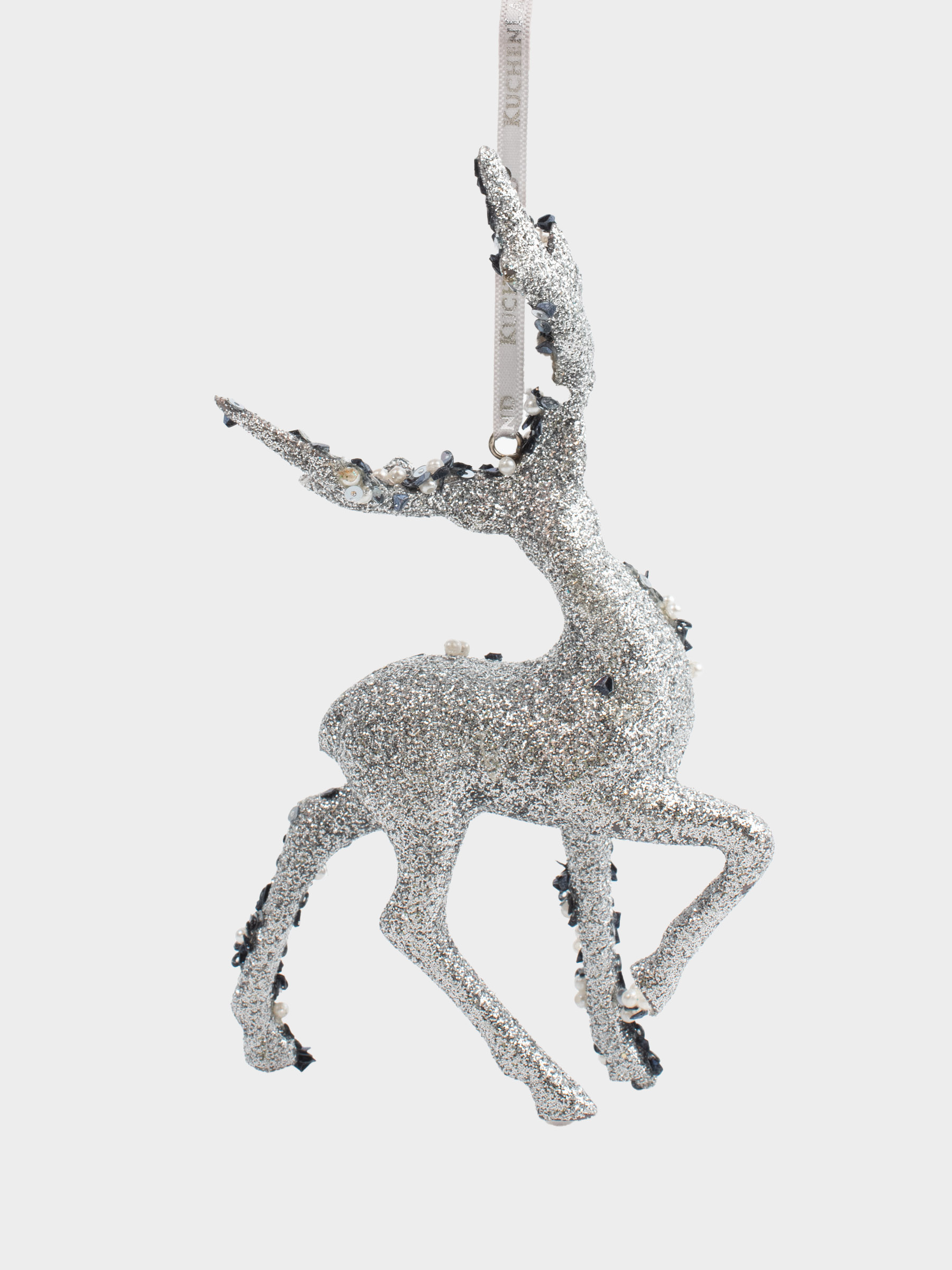 Игрушка елочная, 15 см, пенопласт/пластик, серебристая, Олень, Figure sparkle, image-1