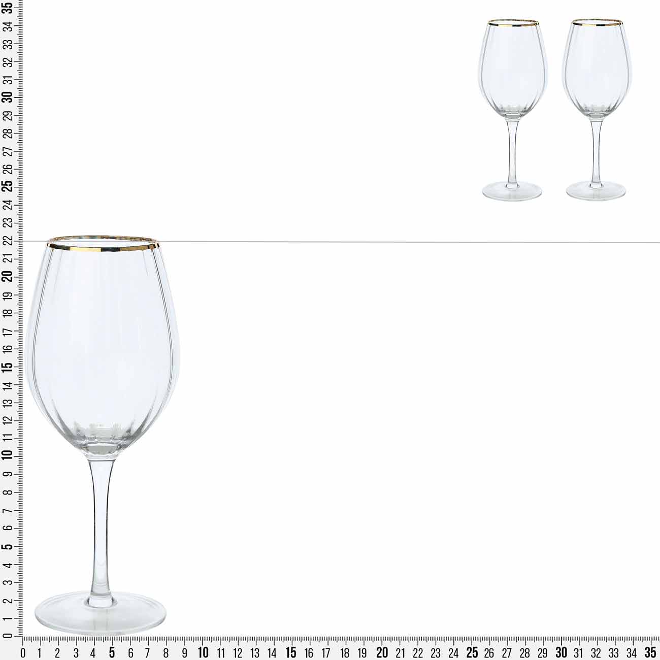 Бокал для вина, 530 мл, 2 шт, стекло, с золотистым кантом, Lombardy R Gold изображение № 3