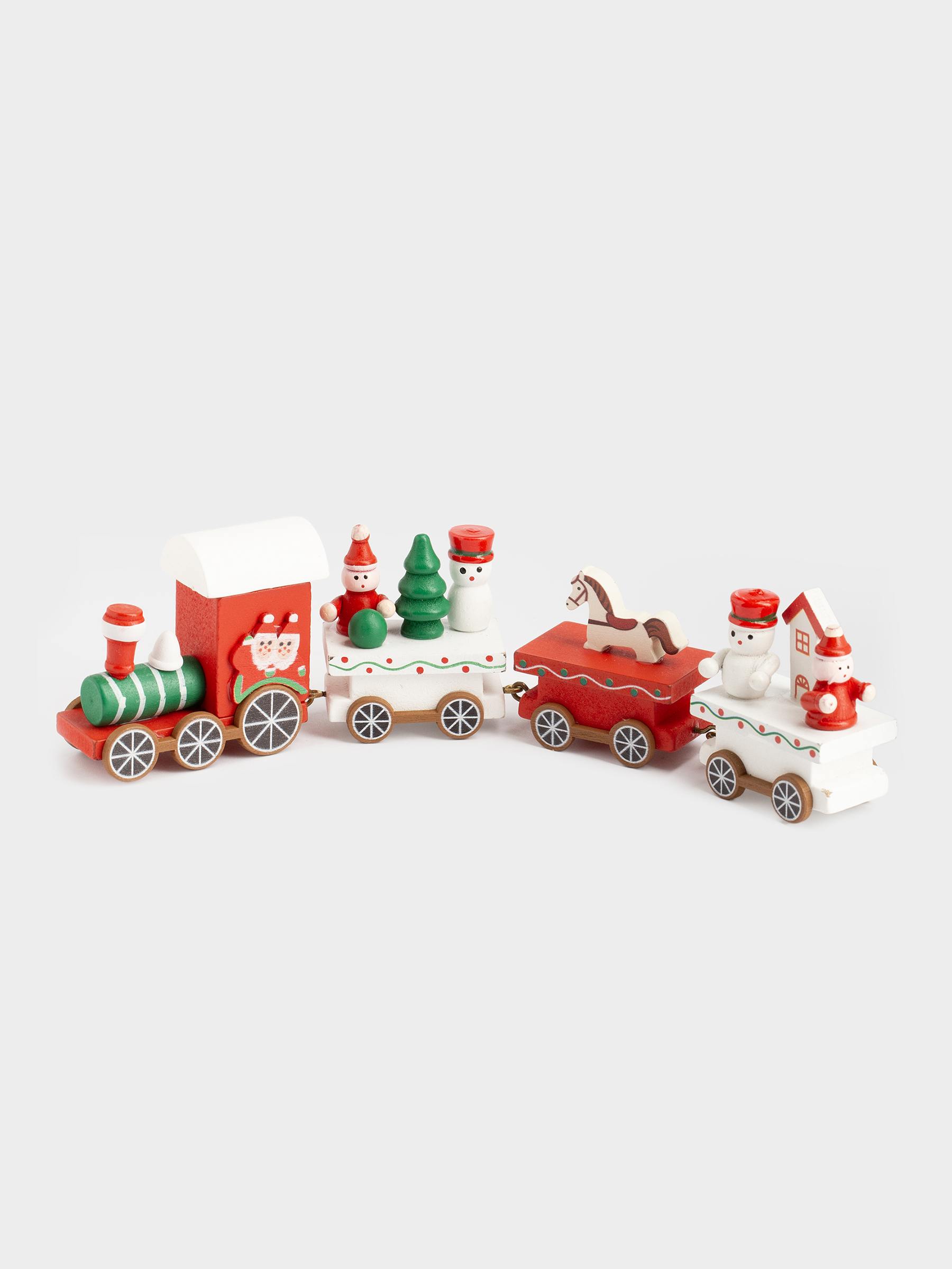 Статуэтка, 25 см, МДФ, красно-белая, Паровозик со снеговиком и елкой, Christmas style, image-3