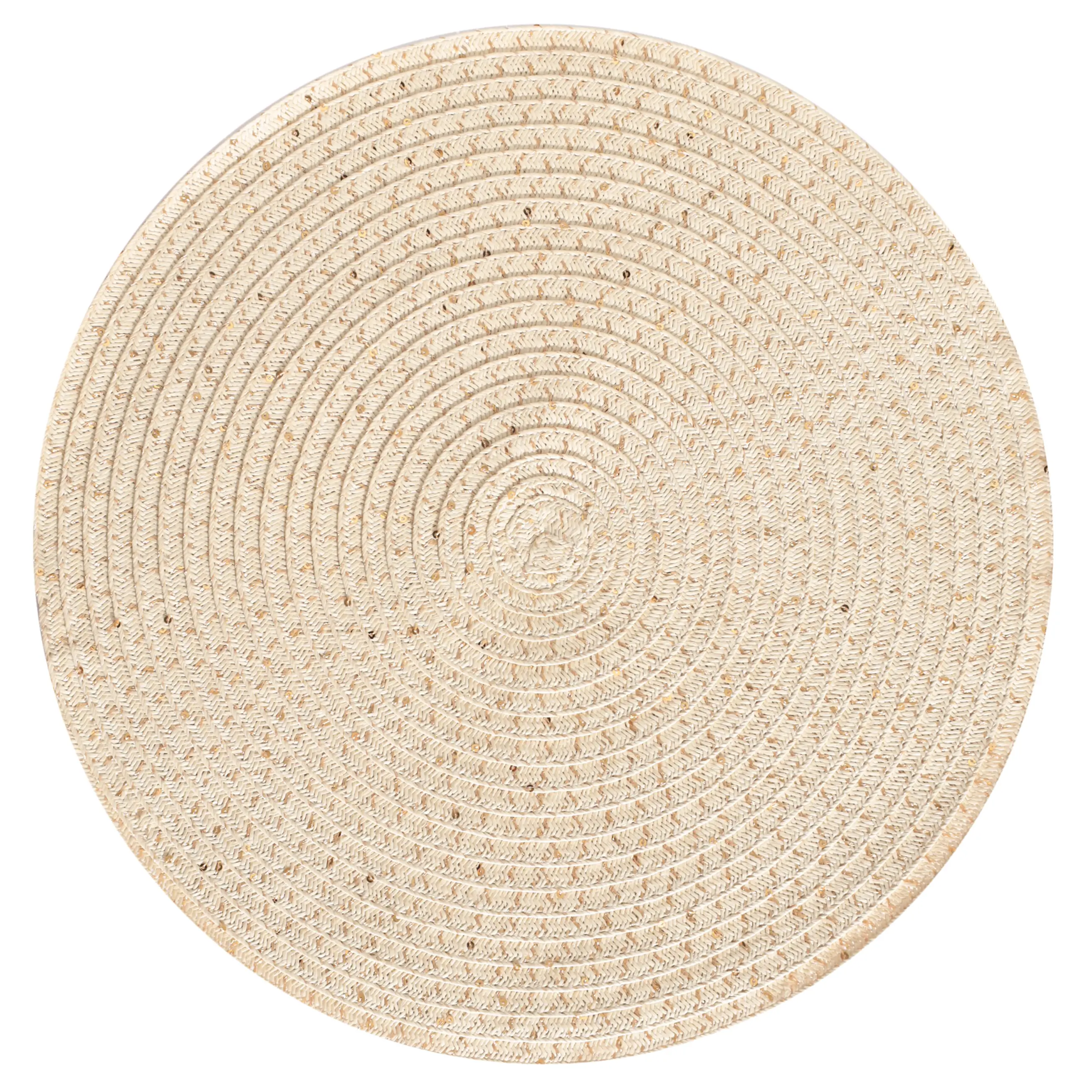 Салфетка под приборы, 38 см, бумага, круглая, бежевая, Straw