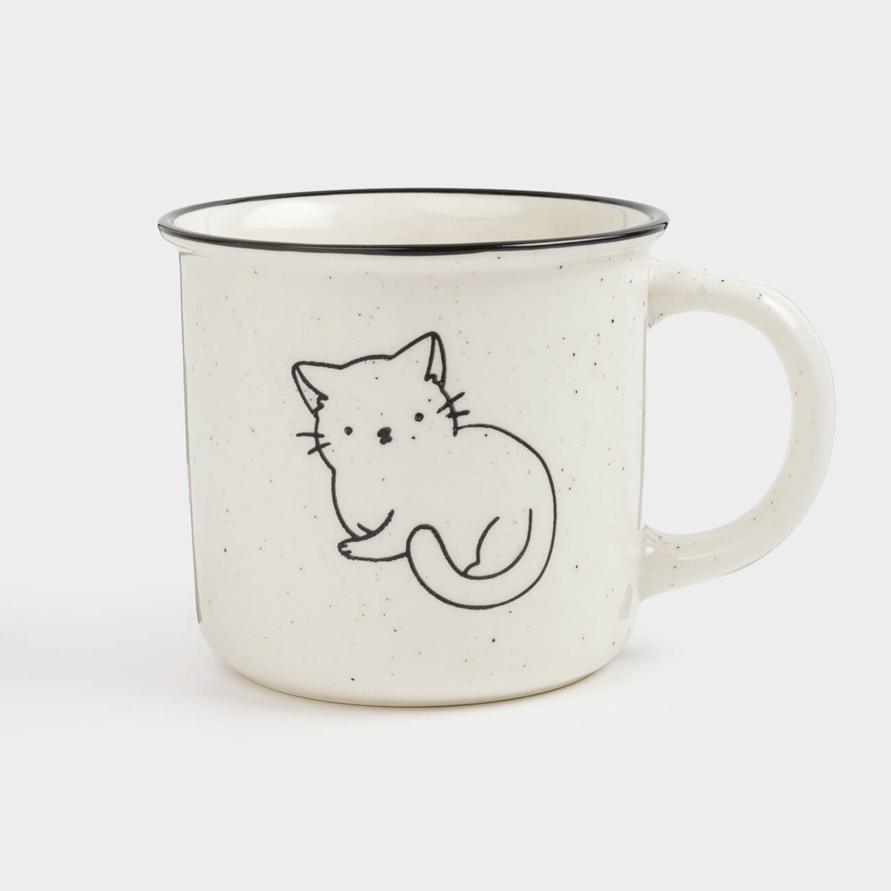 

Кружка, 360 мл, фарфор N, молочная, в крапинку, Кот, Cat