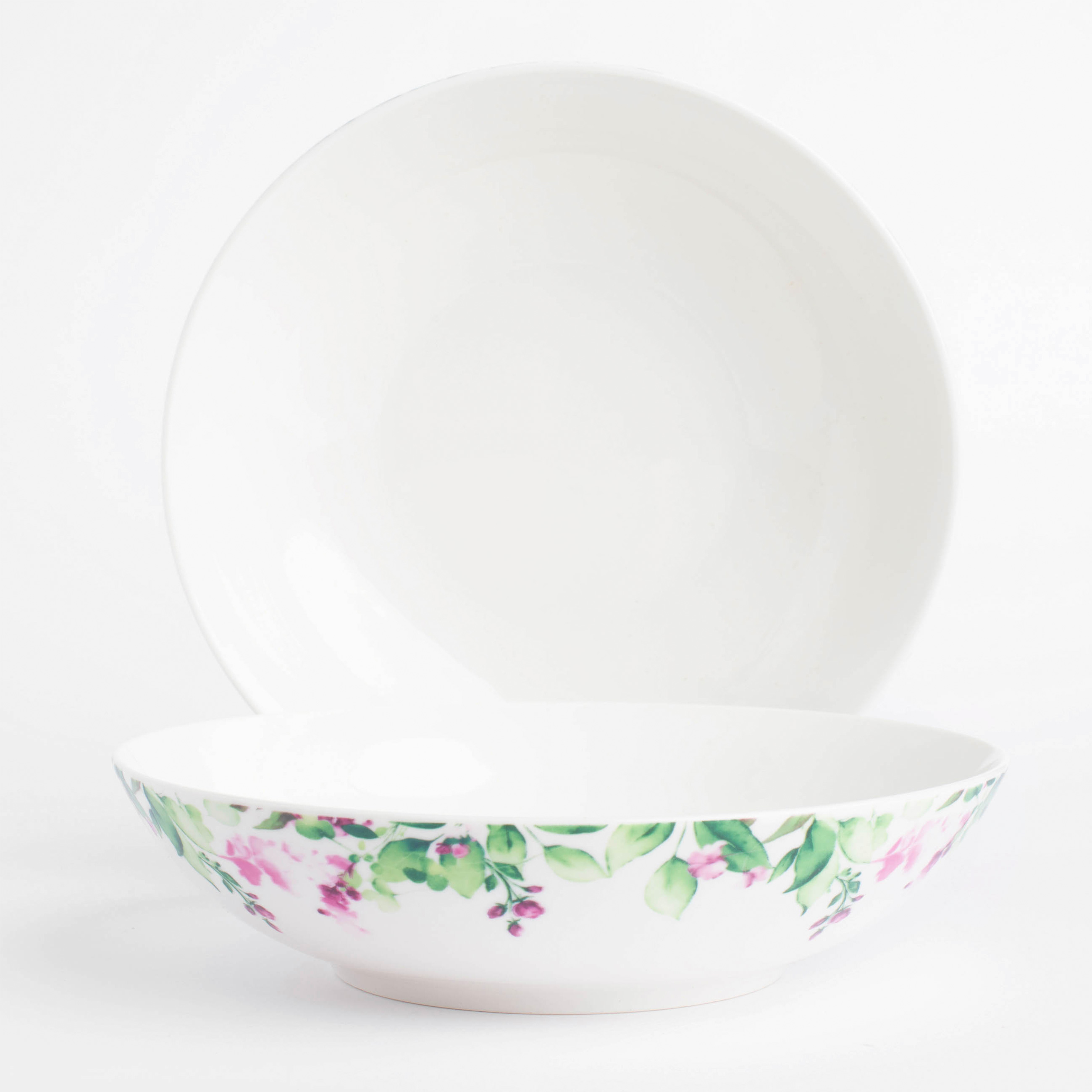 Тарелка суповая, 20х5 см, 2 шт, фарфор N, белый, Акварельные цветы, Senetti изображение № 3