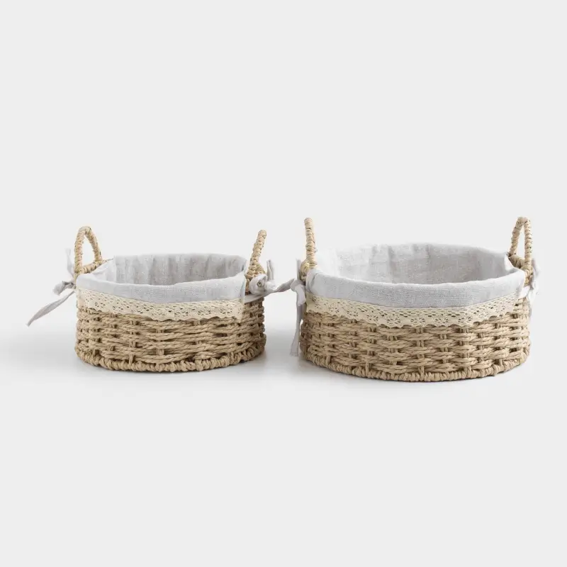 Набор корзин для хранения, 2 шт, целлюлоза/хлопок, круглая, Braided ,image-0