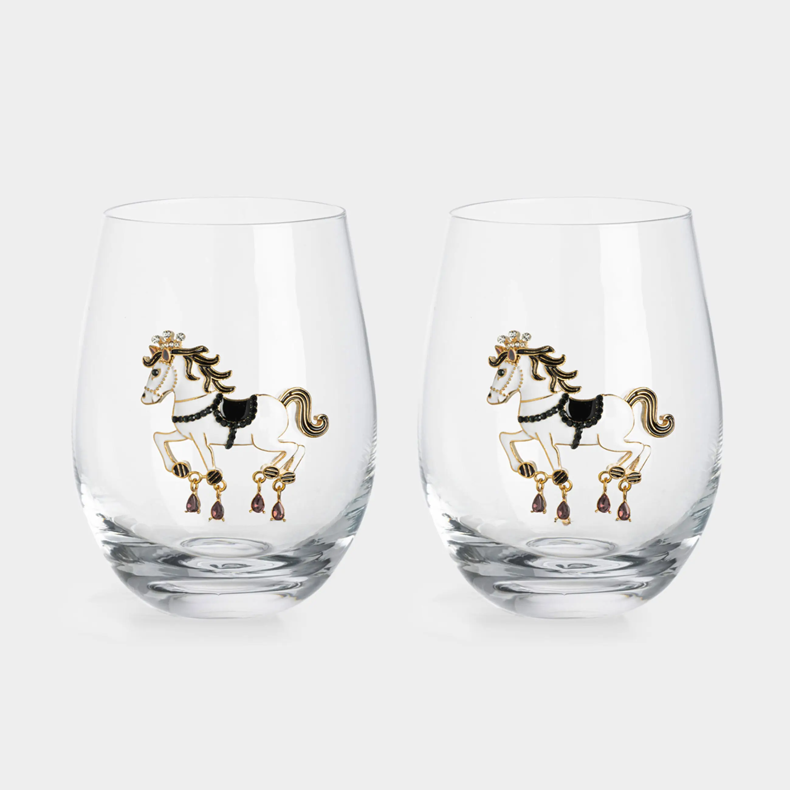Стакан, 12 см, 500 мл, 2 шт, стекло/металл, Лошадь, Verset