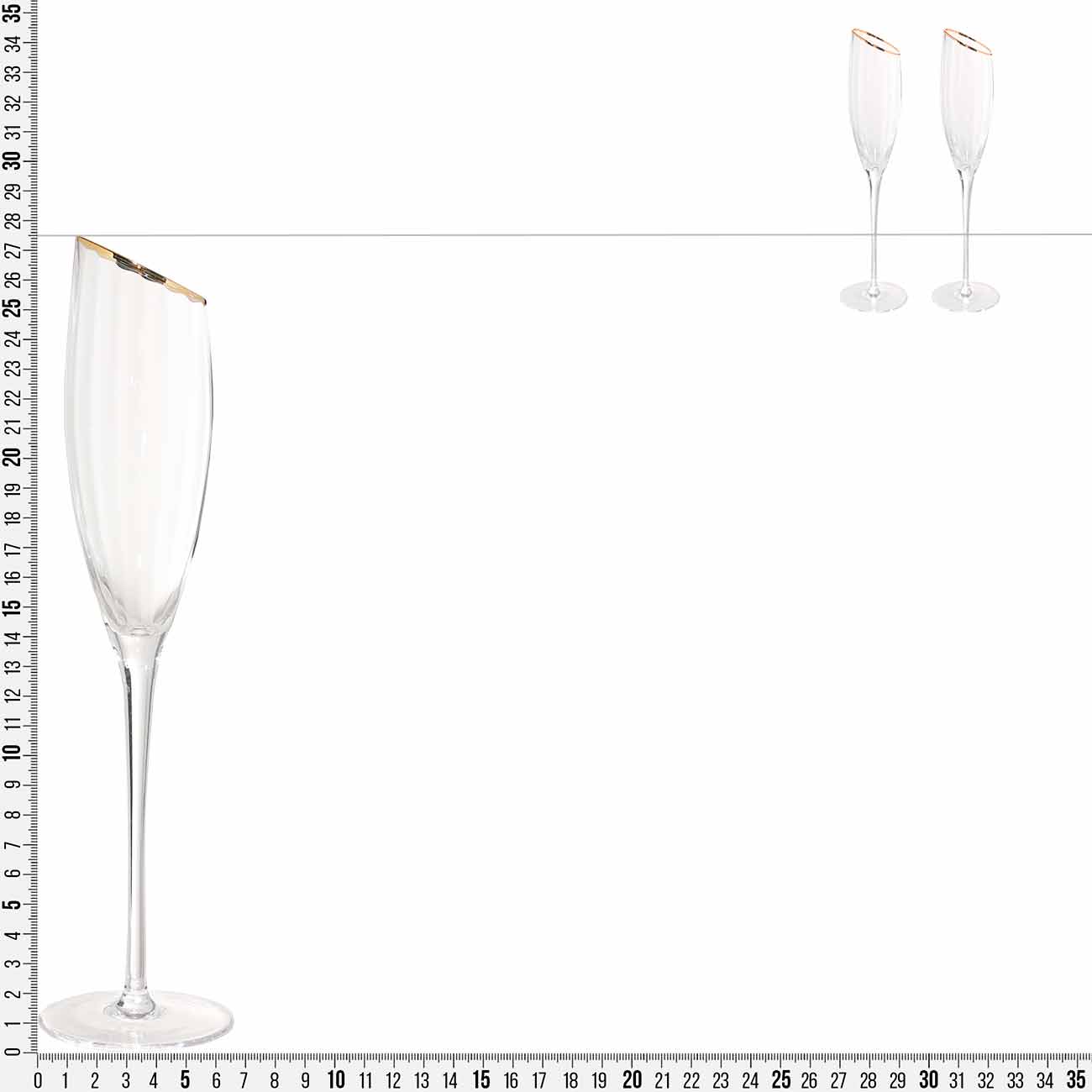 Бокал для шампанского, 180 мл, 2 шт, стекло, с золотистым кантом, Charm R gold изображение № 2