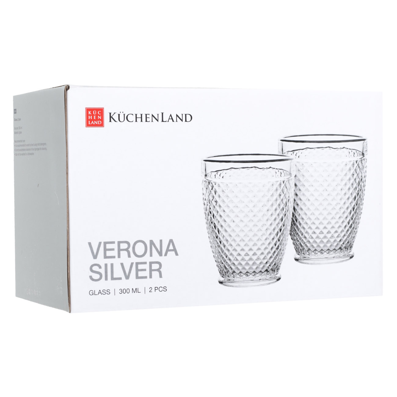 Стакан для виски, 10 см, 300 мл, 2 шт, стекло Р, с серебристым кантом, Verona silver, image-2