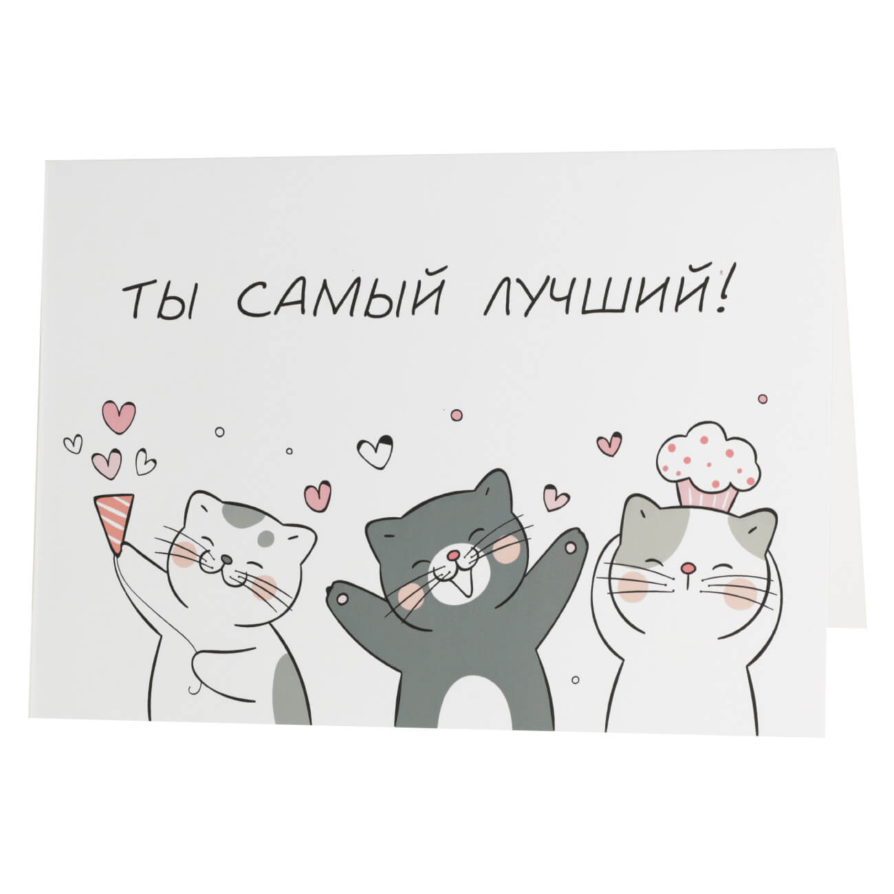 

Открытка подарочная, 12х17 см, бумага, белая, Коты, Ты самый лучший, Cat