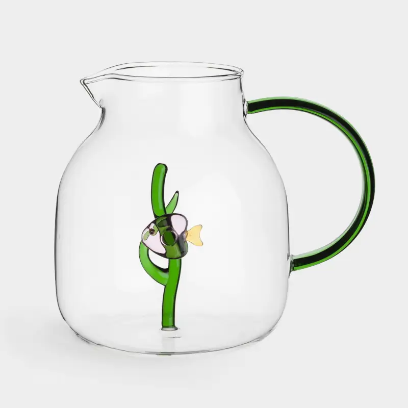 Кувшин, 1,6 л, стекло, зеленая ручка, Рыбка, Shape ,image-0