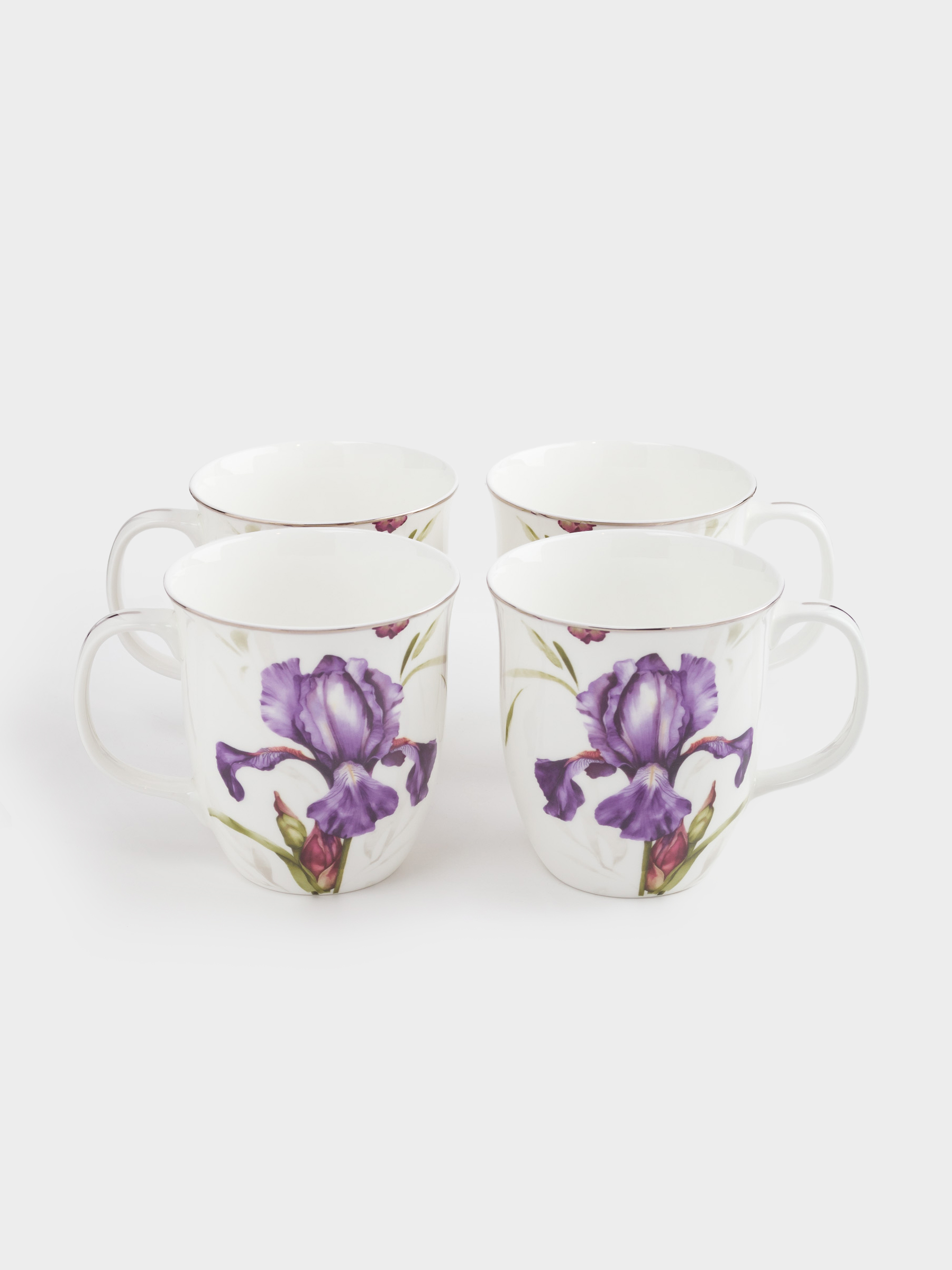 Кружка, 400 мл, 4 шт, фарфор F, с серебристым кантом, Ирис, Antarctica Flowers, image-2
