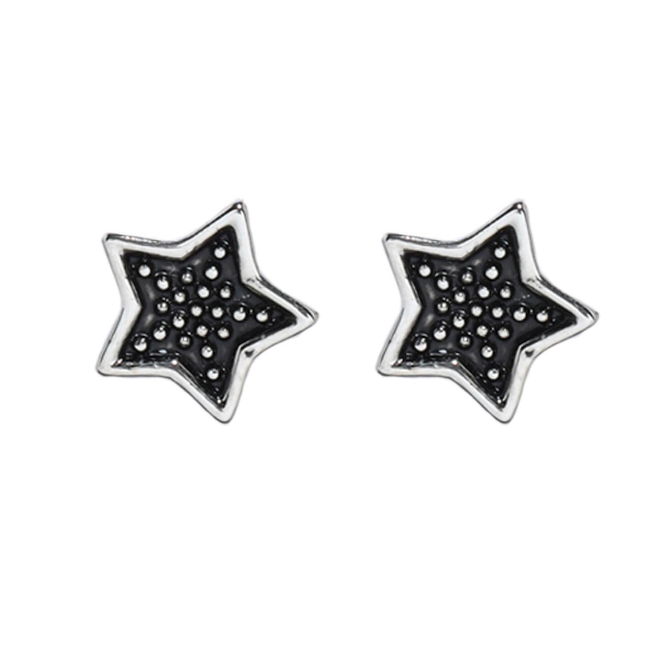 Серьги-пусеты, 1 см, 2 шт, металл/эмаль, серебристые, Звезды, Jewelry серьги в форме звезды с кристаллами