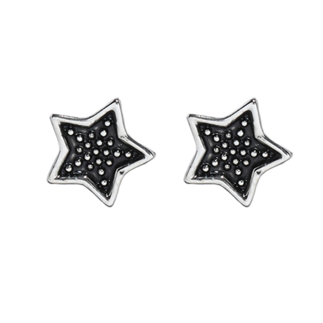 

Серьги-пусеты, 1 см, 2 шт, металл/эмаль, серебристые, Звезды, Jewelry