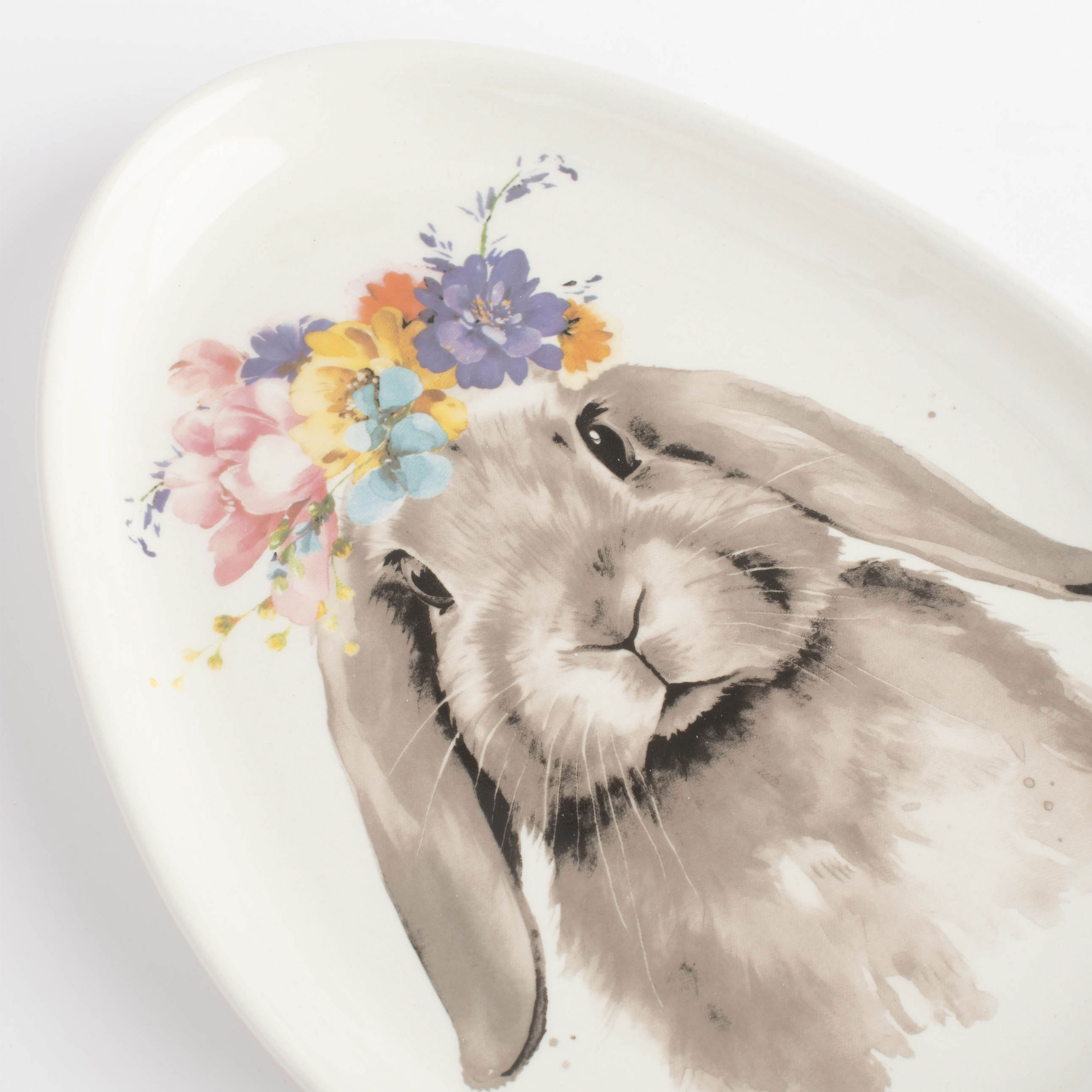 Блюдо, 21х16 см, керамика, белое, Яйцо, Кролик с цветами, Pure Easter изображение № 4
