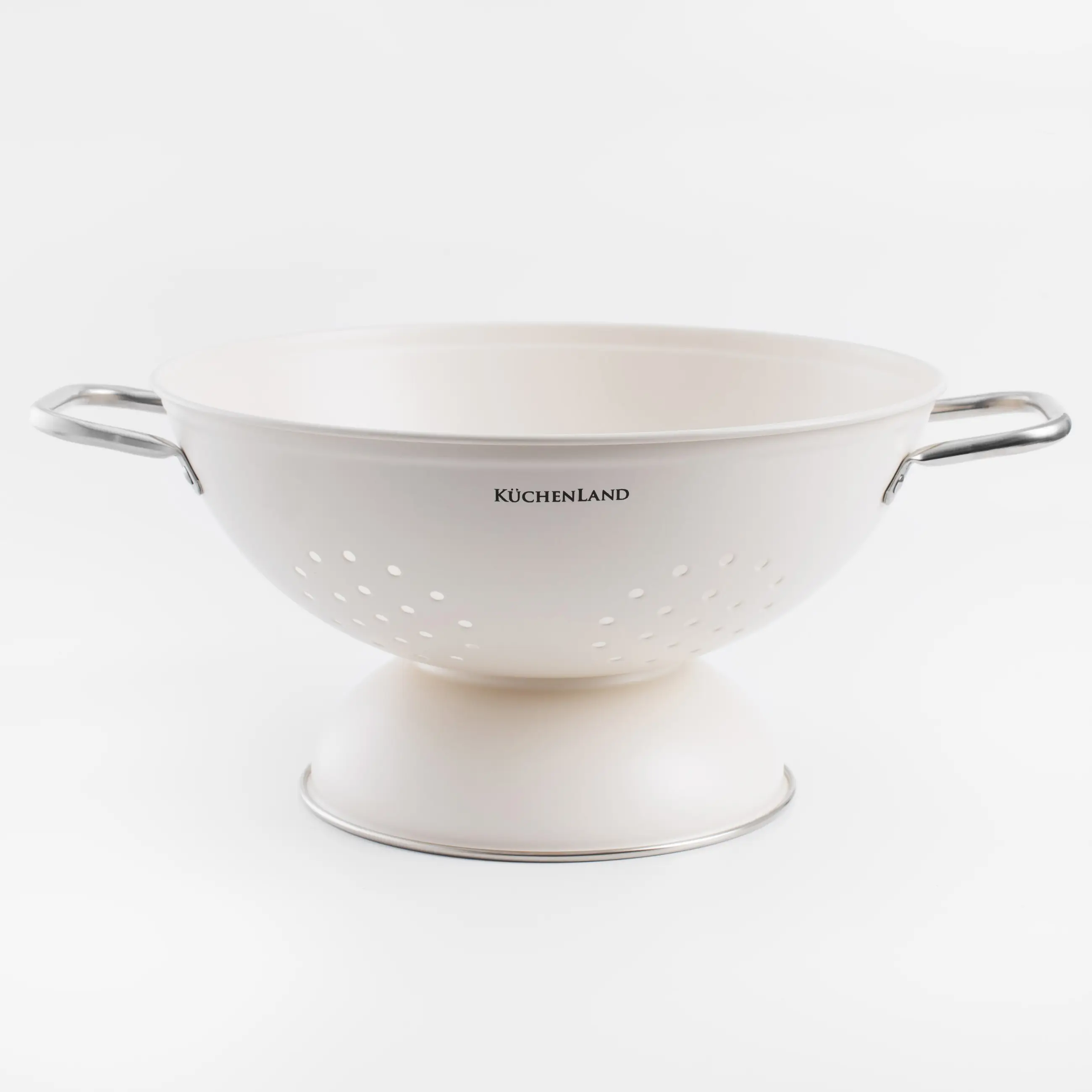 Дуршлаг, 24 см, с двумя ручками, на подставке, металл, молочный, Course