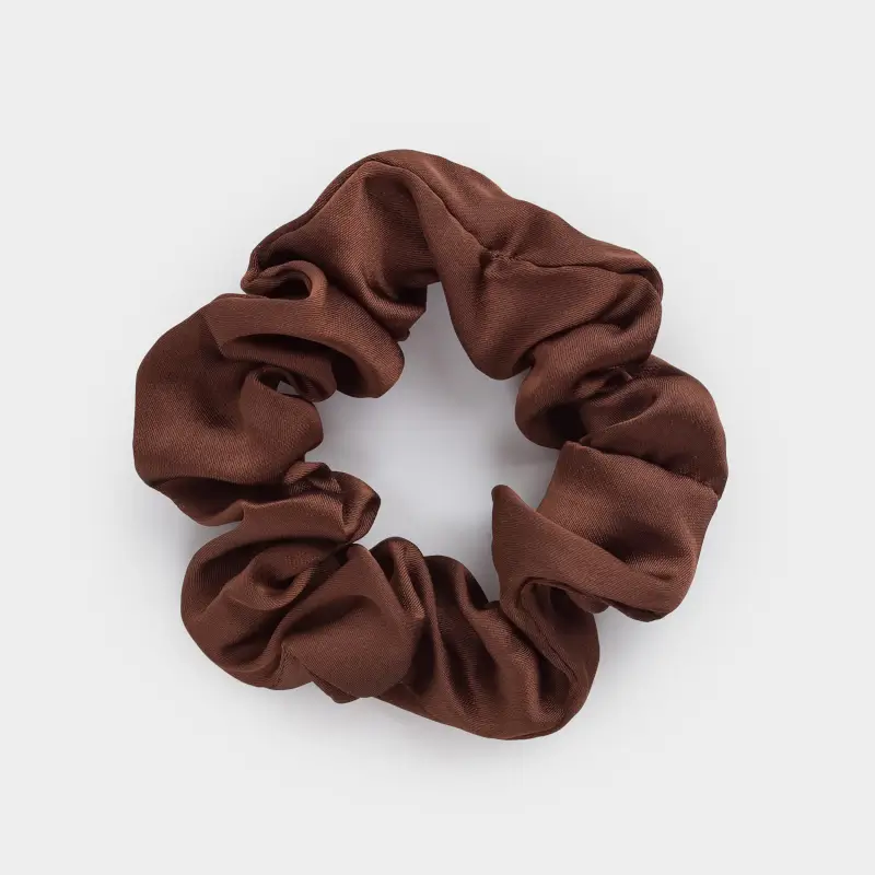 Резинка для волос, 6 см, сатин, коричневая, Silk