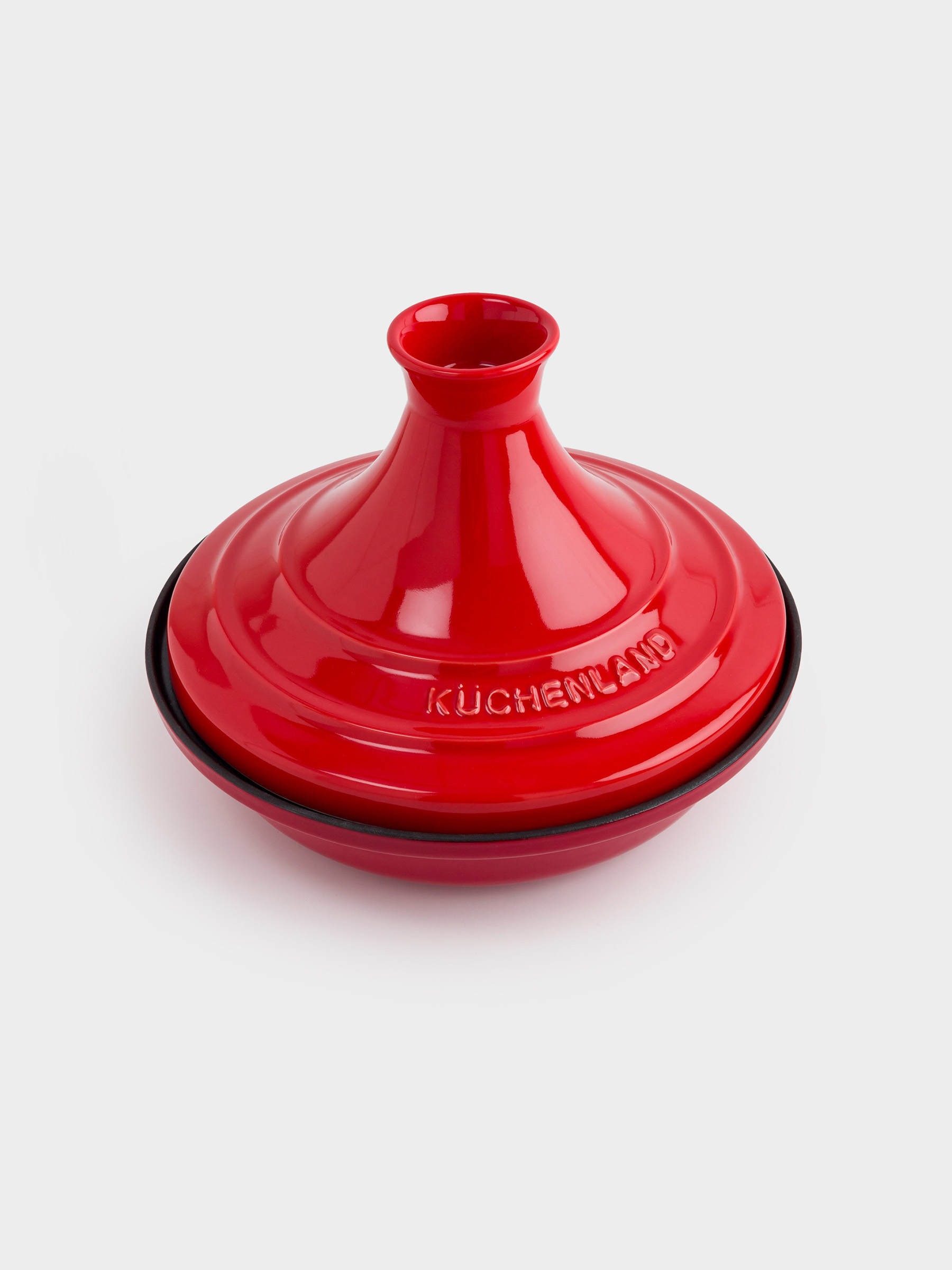 Тажин, 28 см, 2,2 л, с крышкой, чугун/керамика, красный, Bright, image-1