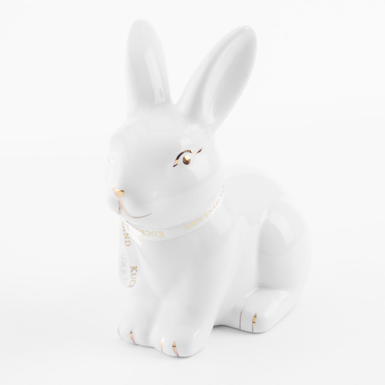Статуэтка, 13 см, керамика, бело-золотистая, Кролик сидит, Easter gold свеча 9 см цилиндрическая бело золотистая кролик с бабочкой easter gold