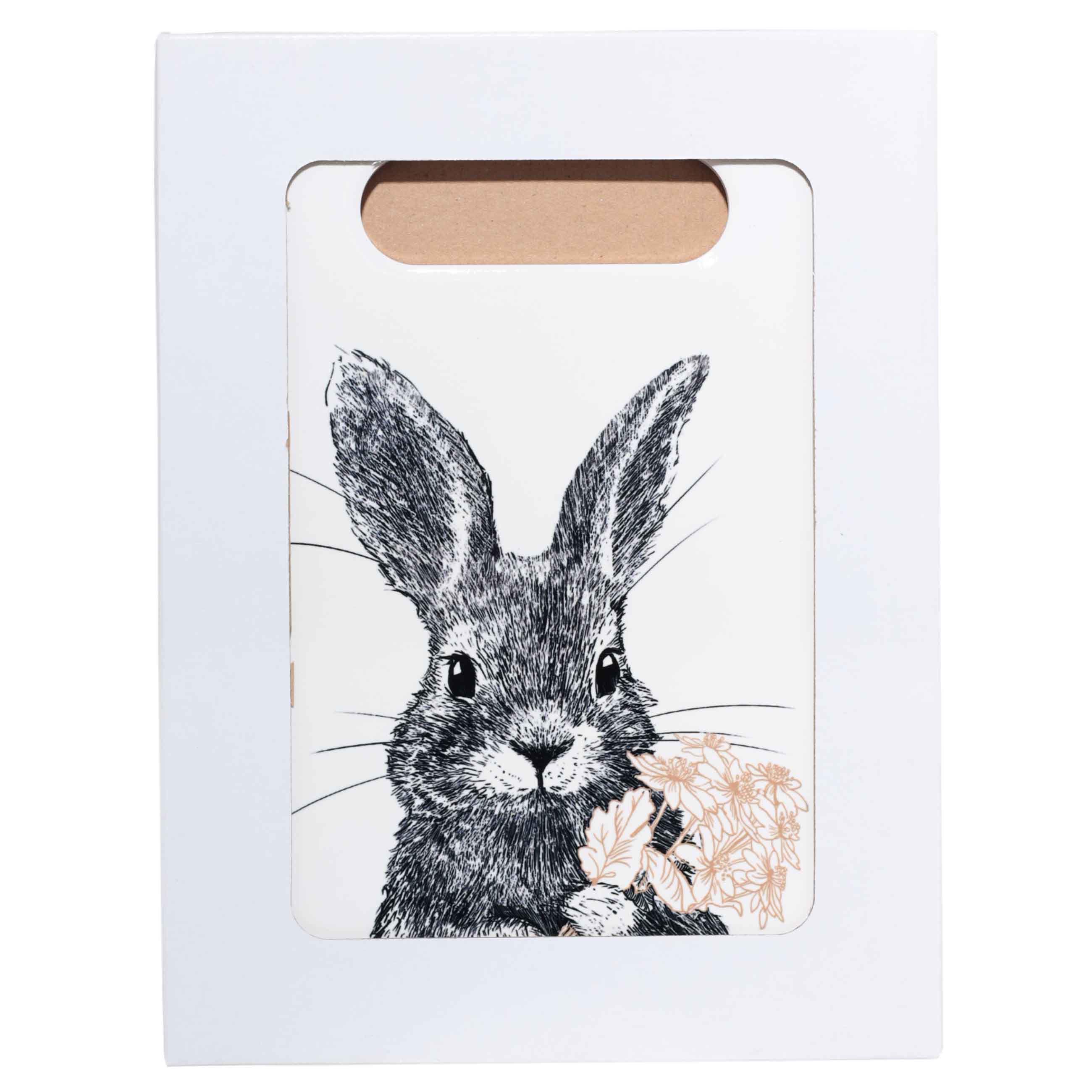Подставка под горячее, 18x24 см, керамика/пробка, прямоугольная, белая, Кролик, Easter blooming изображение № 3