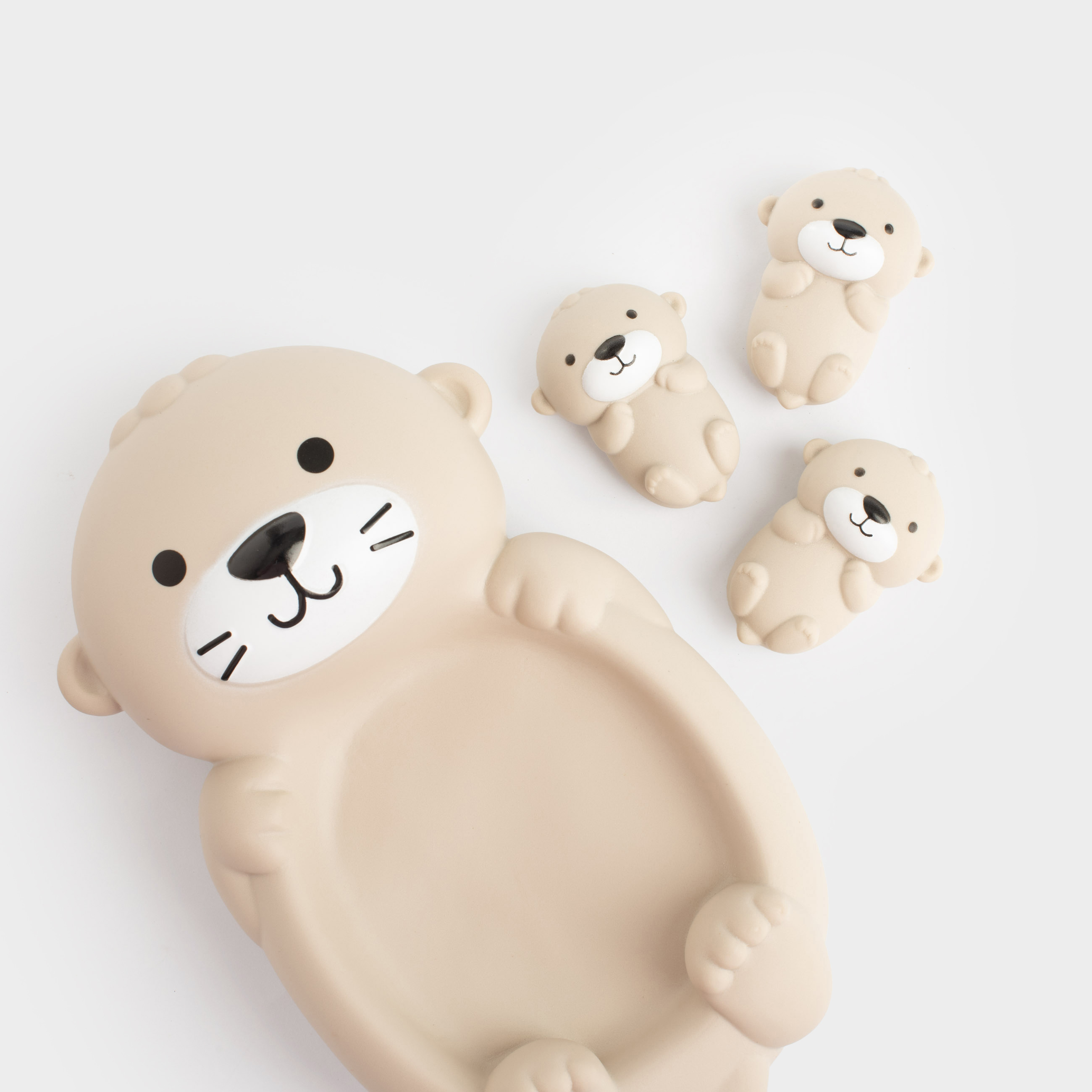 Набор игрушек для купания, 4 пр, ПВХ, бежевый, Выдра с семьей, Kiddy, image-4