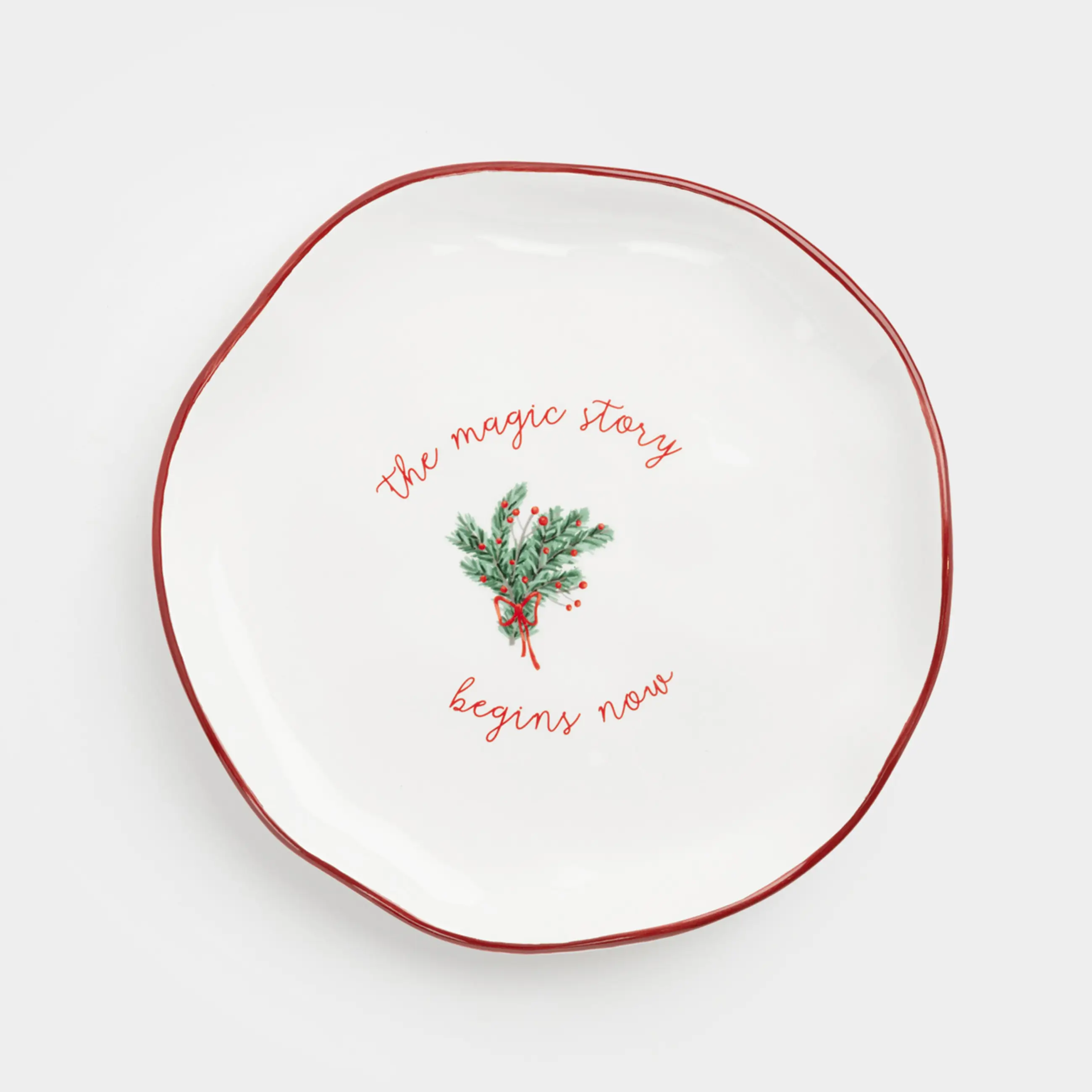 Тарелка закусочная, 21 см, керамика, Еловая ветка с бантом, Сhristmas tree