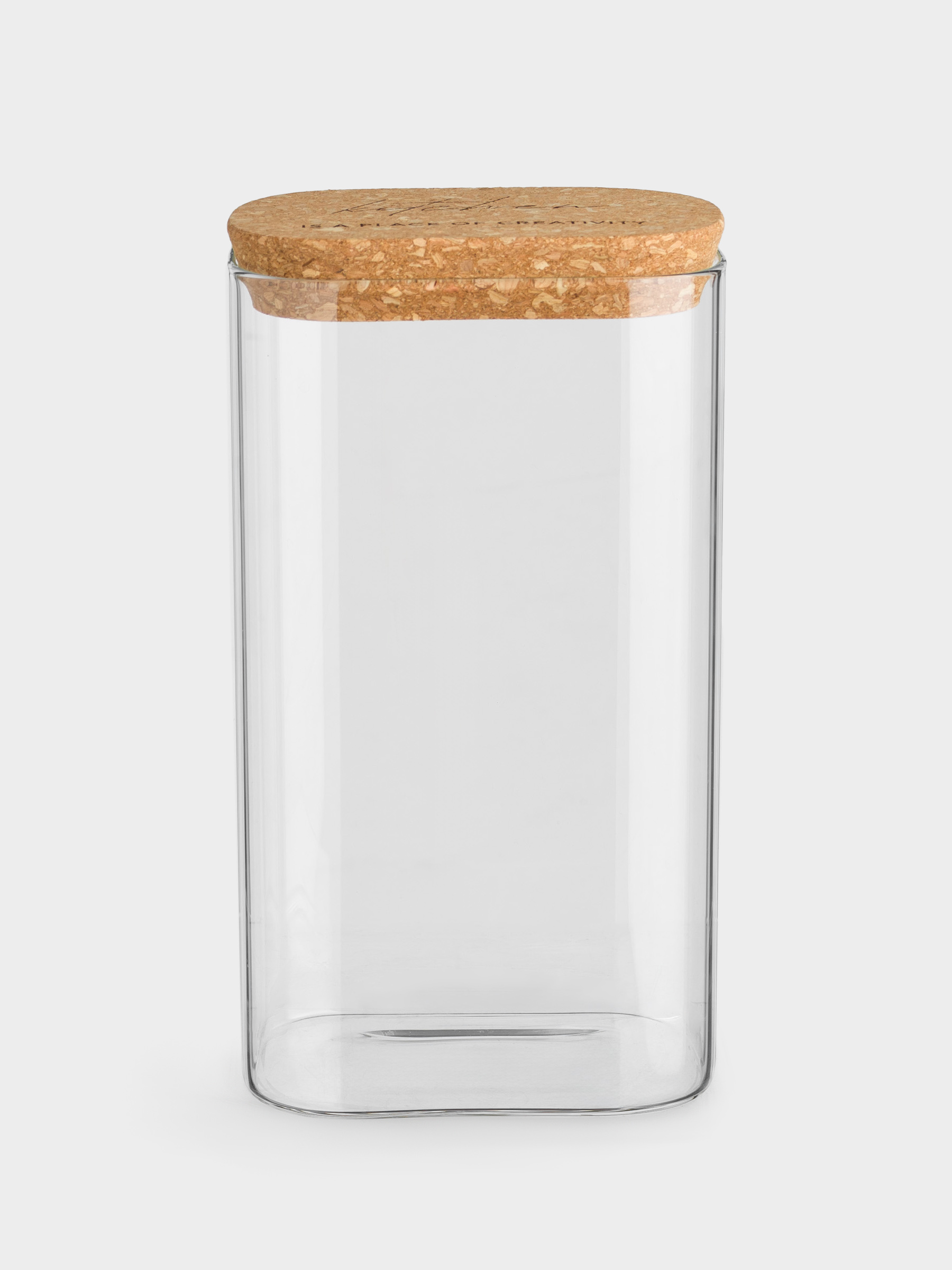 Банка для сыпучих продуктов, 1,5 л, стекло/пробка, прямоугольная, Clear cork, image-0