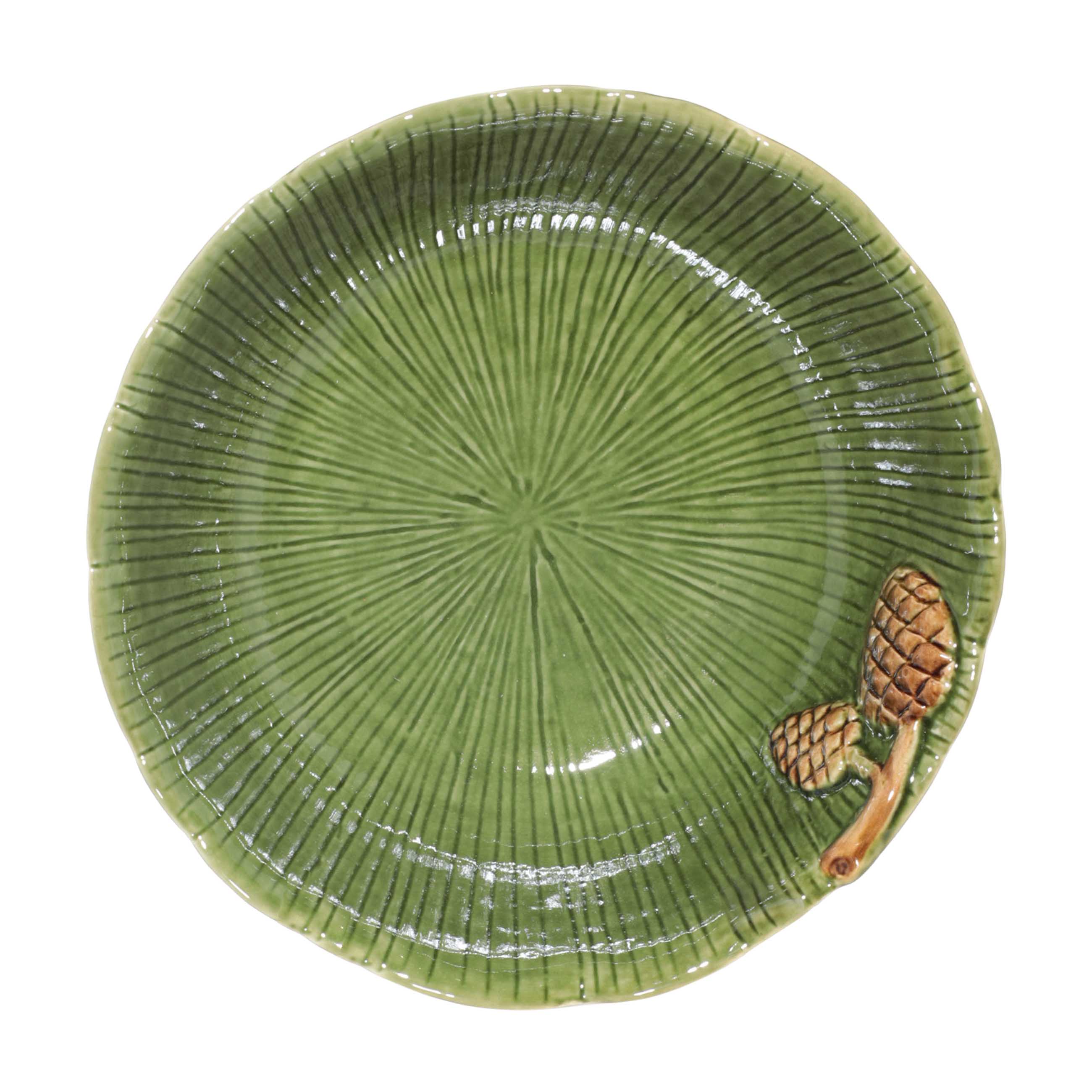 Салатник, 20х6 см, керамика, зеленый, Шишки на листе, Fir cone изображение № 3