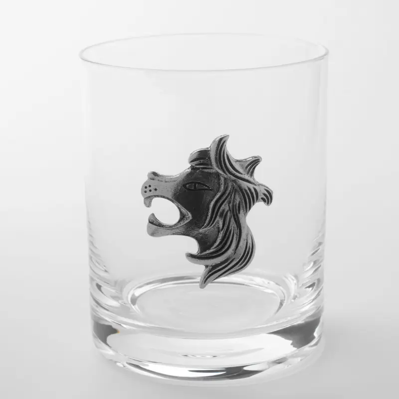 Стакан для виски, 10 см, 340 мл, стекло/металл, серебристый, Лев, Zodiac ,image-0