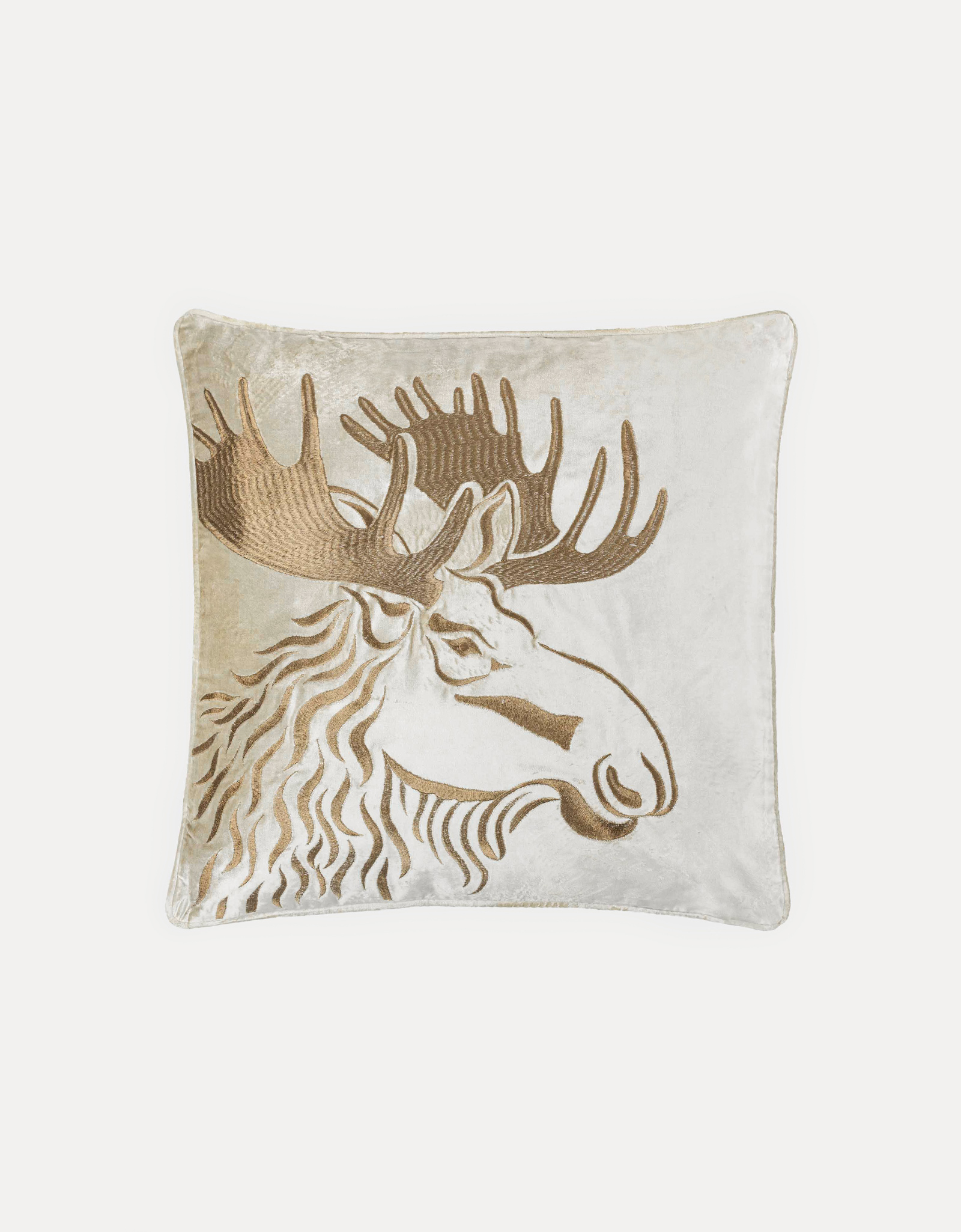 Подушка декоративная, 50х50 см, вельвет, бежевая, Лось, Moose story, image-0